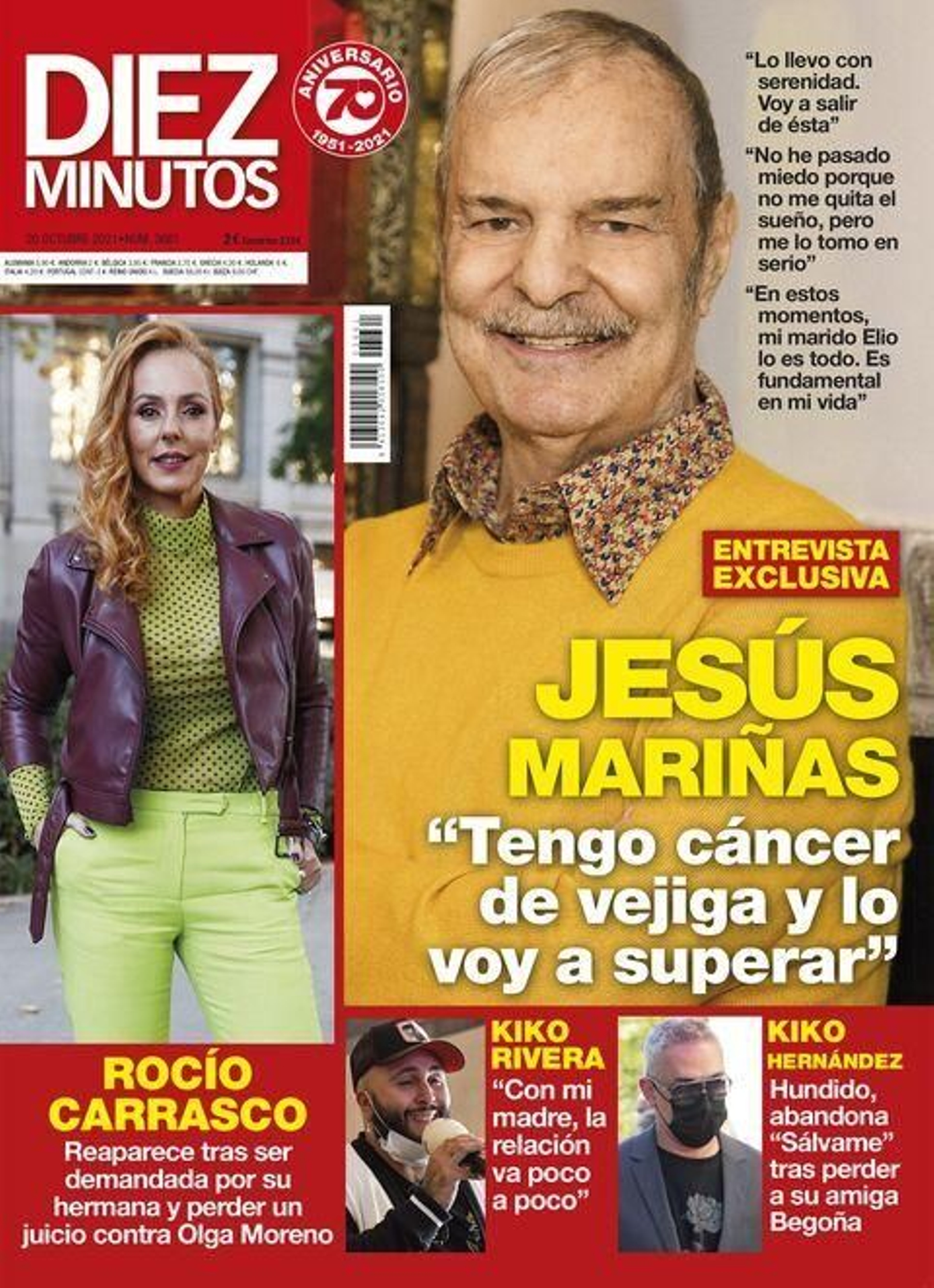 Aspecto de Jesús Mariñas en su última portada en 'Diez Minutos'