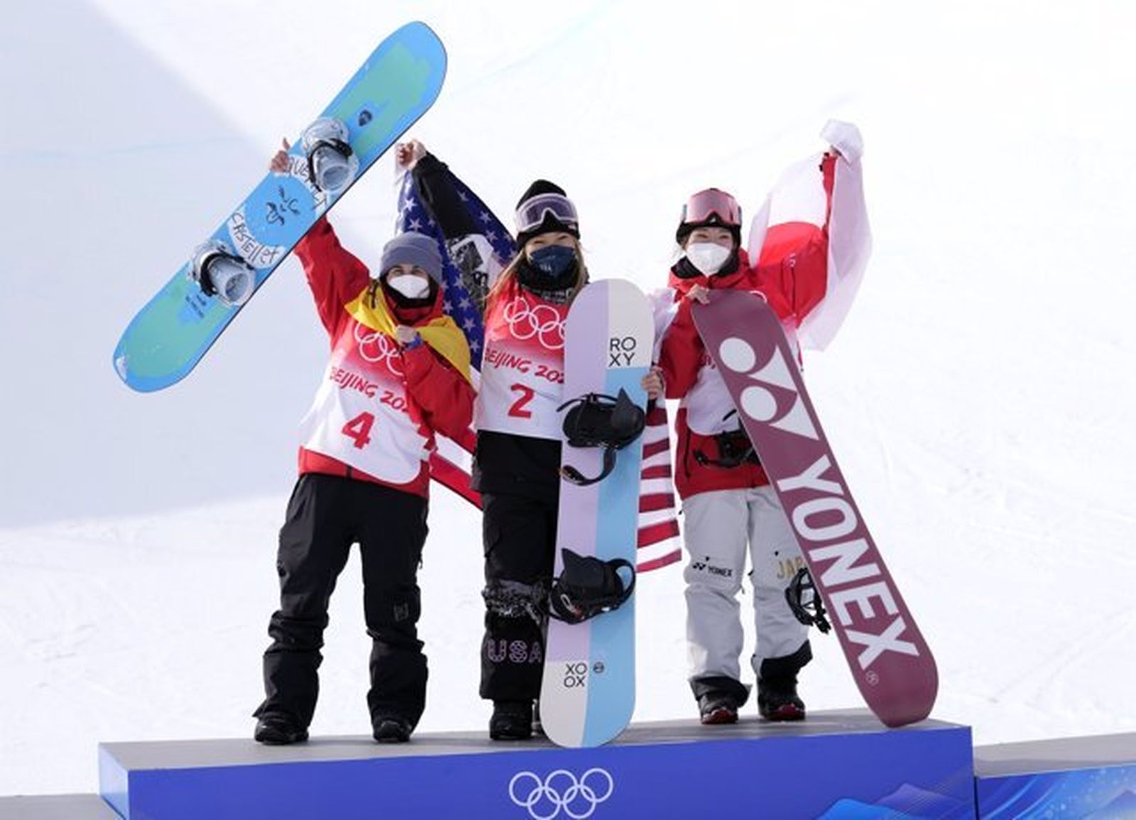 El podio en 'Halfpipe'.