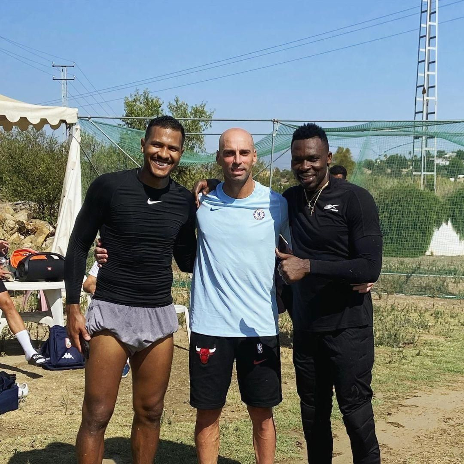 Rondón, Willy y Kameni, tras un entrenamiento.