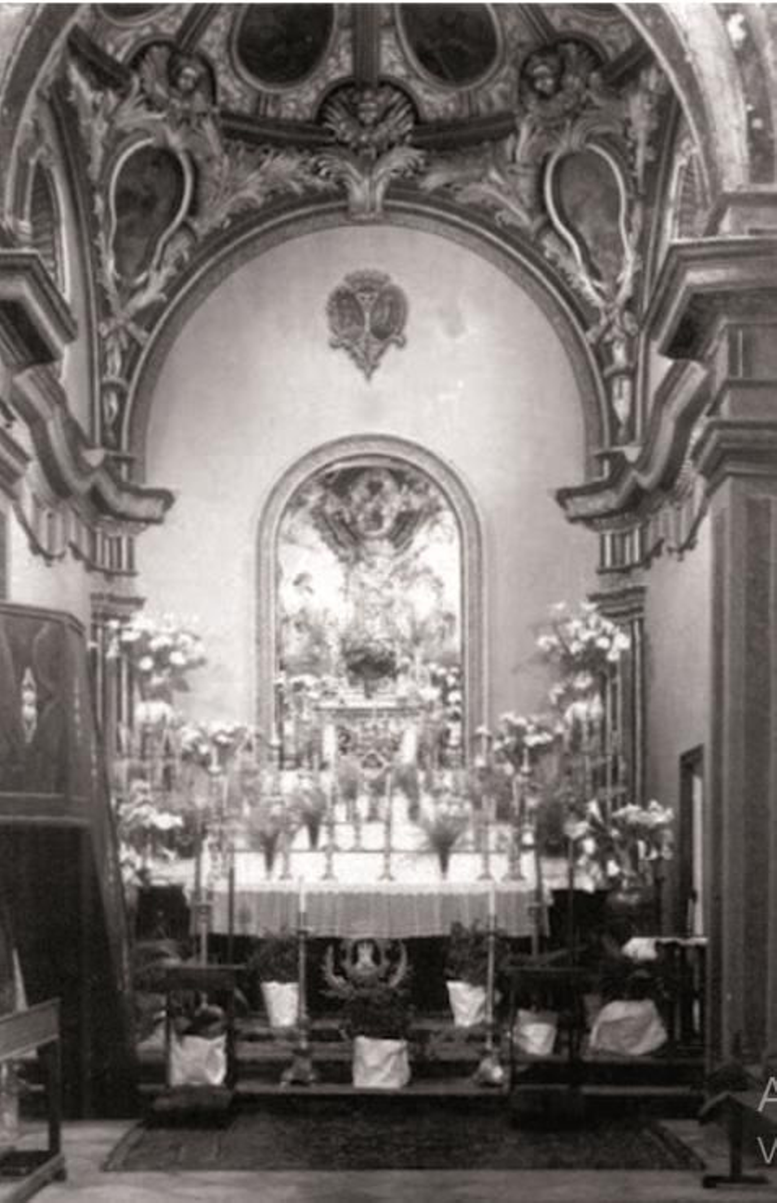 Cabecera de la Capilla de Nuestra Señora de Europa, entre los años 1947 y 1954