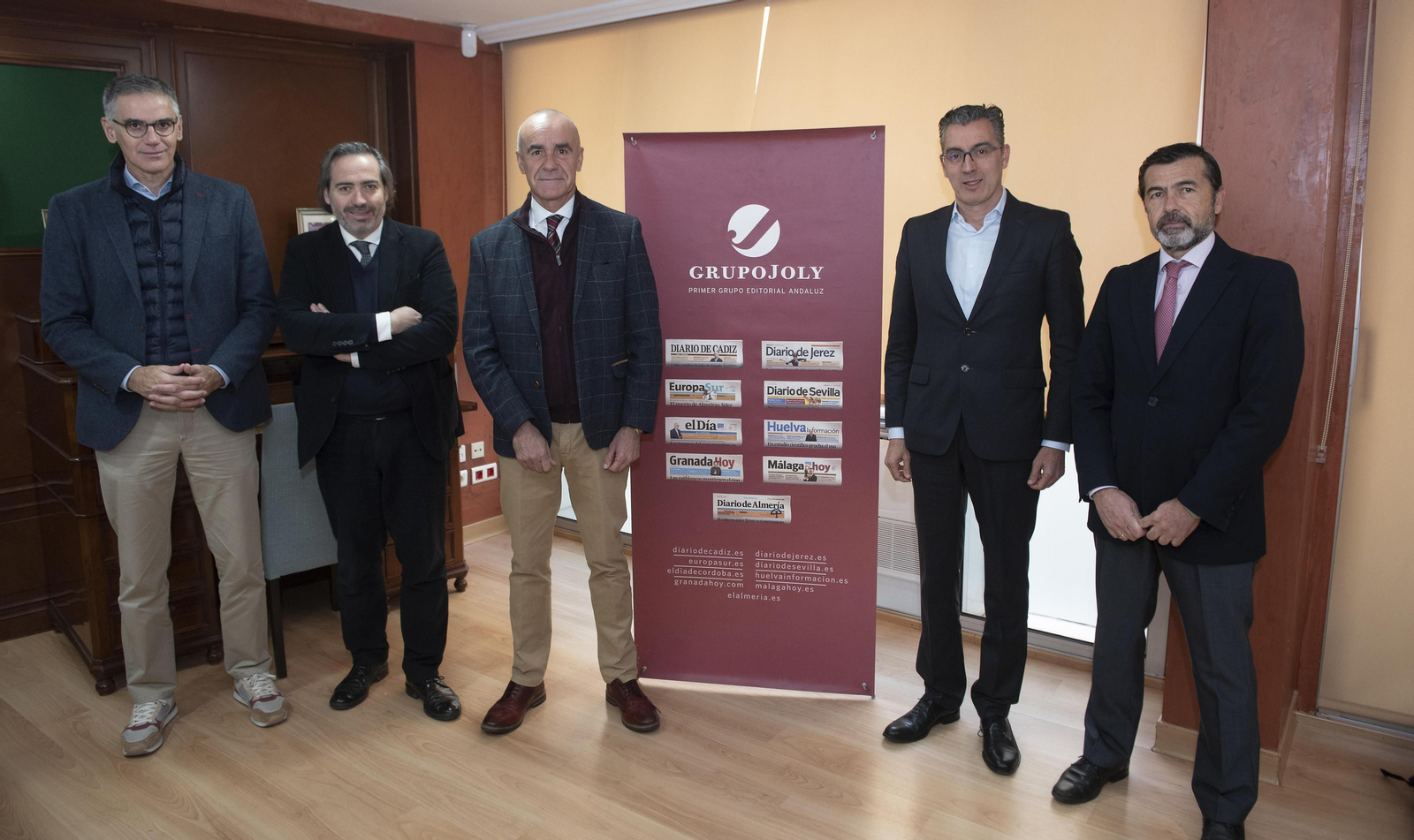 De izquierda a derecha, Juan Martínez Barea, Alberto Grimaldi, Antonio Muñoz, Joaquín Segovia y Juan Román