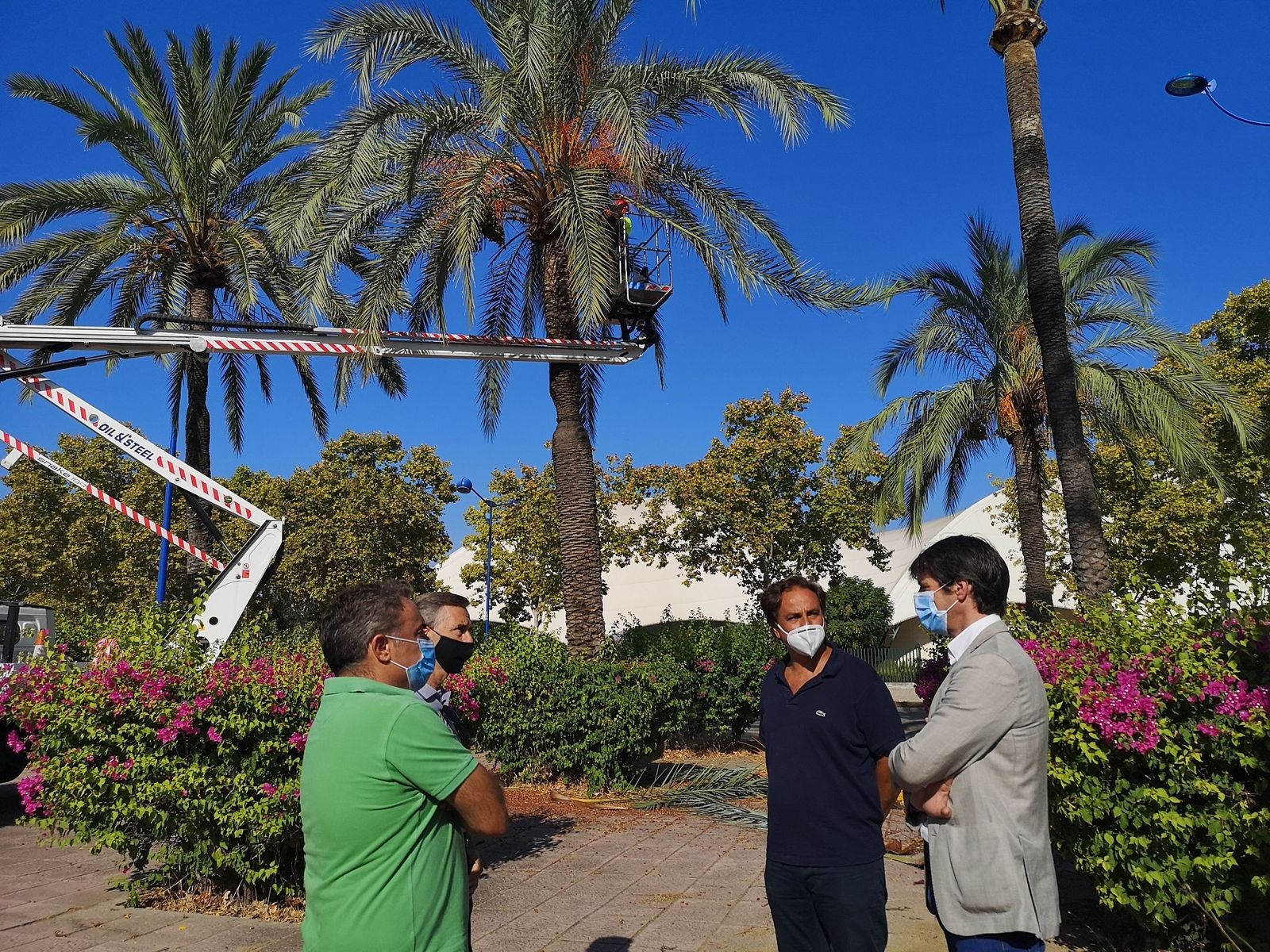 El delegado Guevara en una visita al arbolado de la Cartuja.