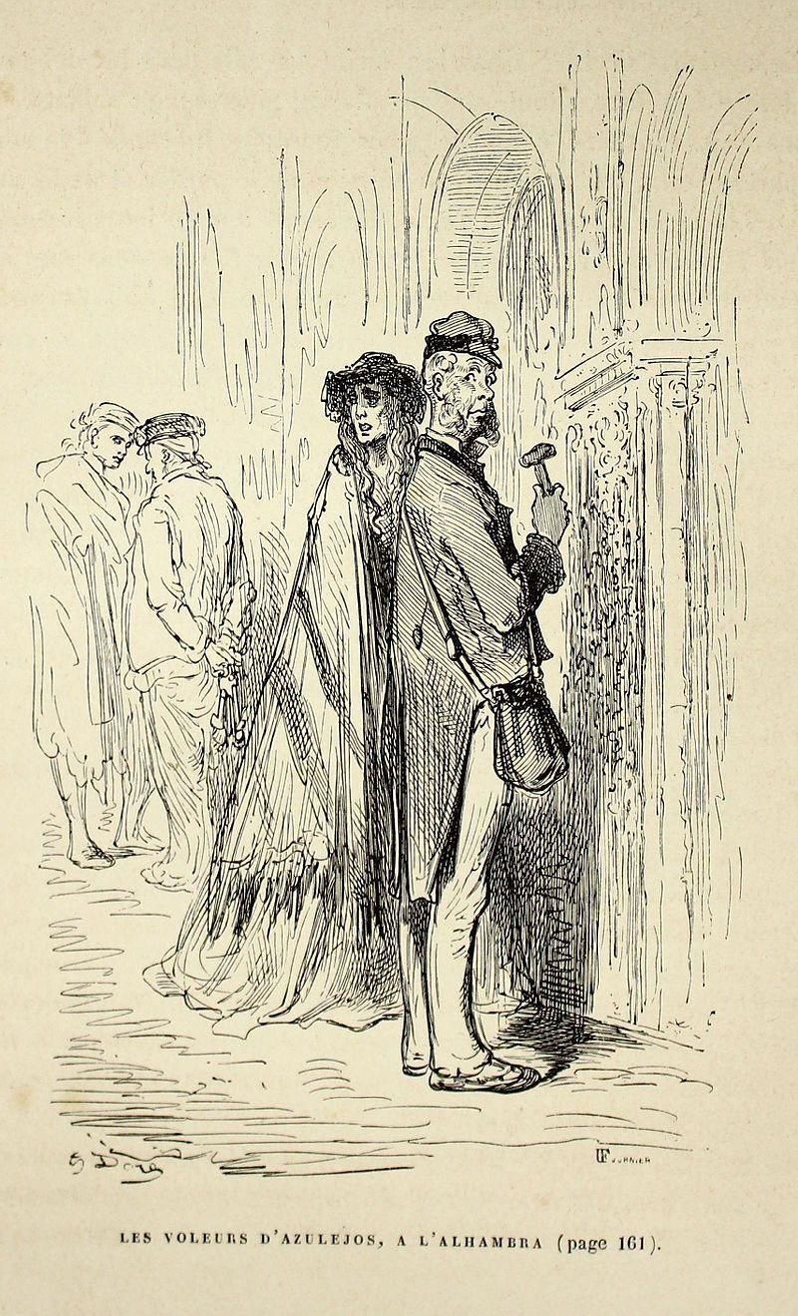 Detalle de un grabado sobre los ladrones de azulejos de la Ahambra