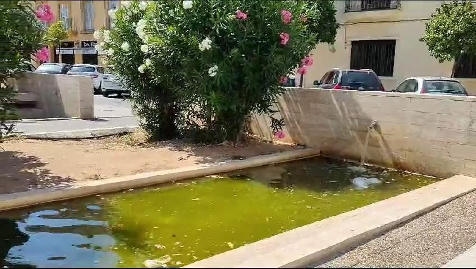Estado actual de la fuente de San Andrés, en un vídeo grabado este lunes día 3 de julio por la tarde.