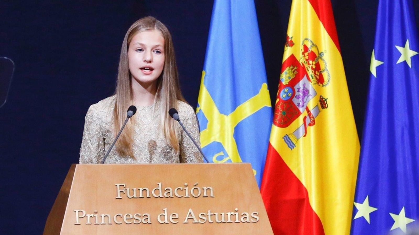La princesa Leonor, durante su discurso en la ceremonia de entrega de los Premios Princesa de Asturias. La princesa Leonor, durante su discurso en la ceremonia de entrega de los Premios Princesa de Asturias.