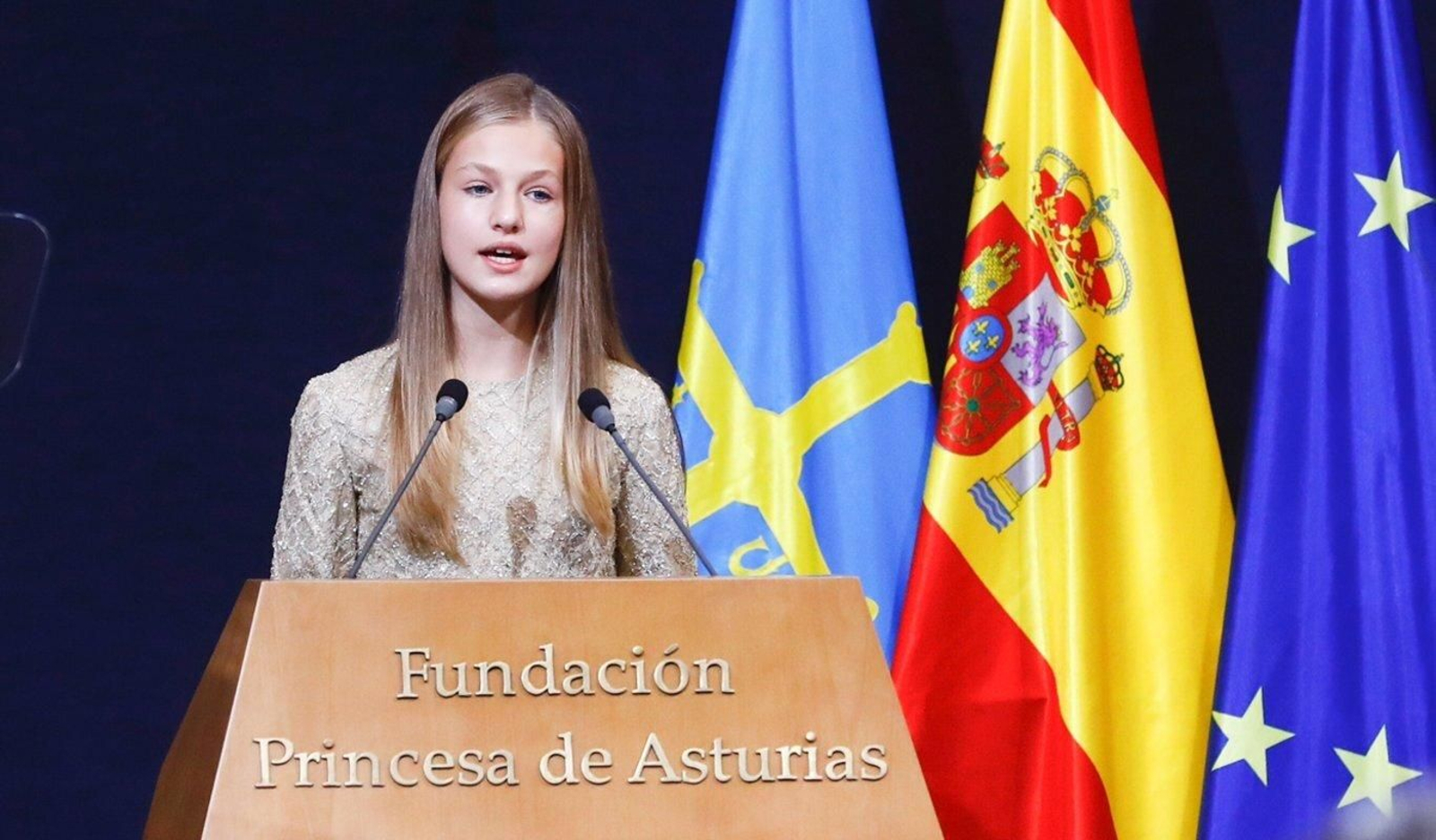 La princesa Leonor, durante su discurso en la ceremonia de entrega de los Premios Princesa de Asturias.