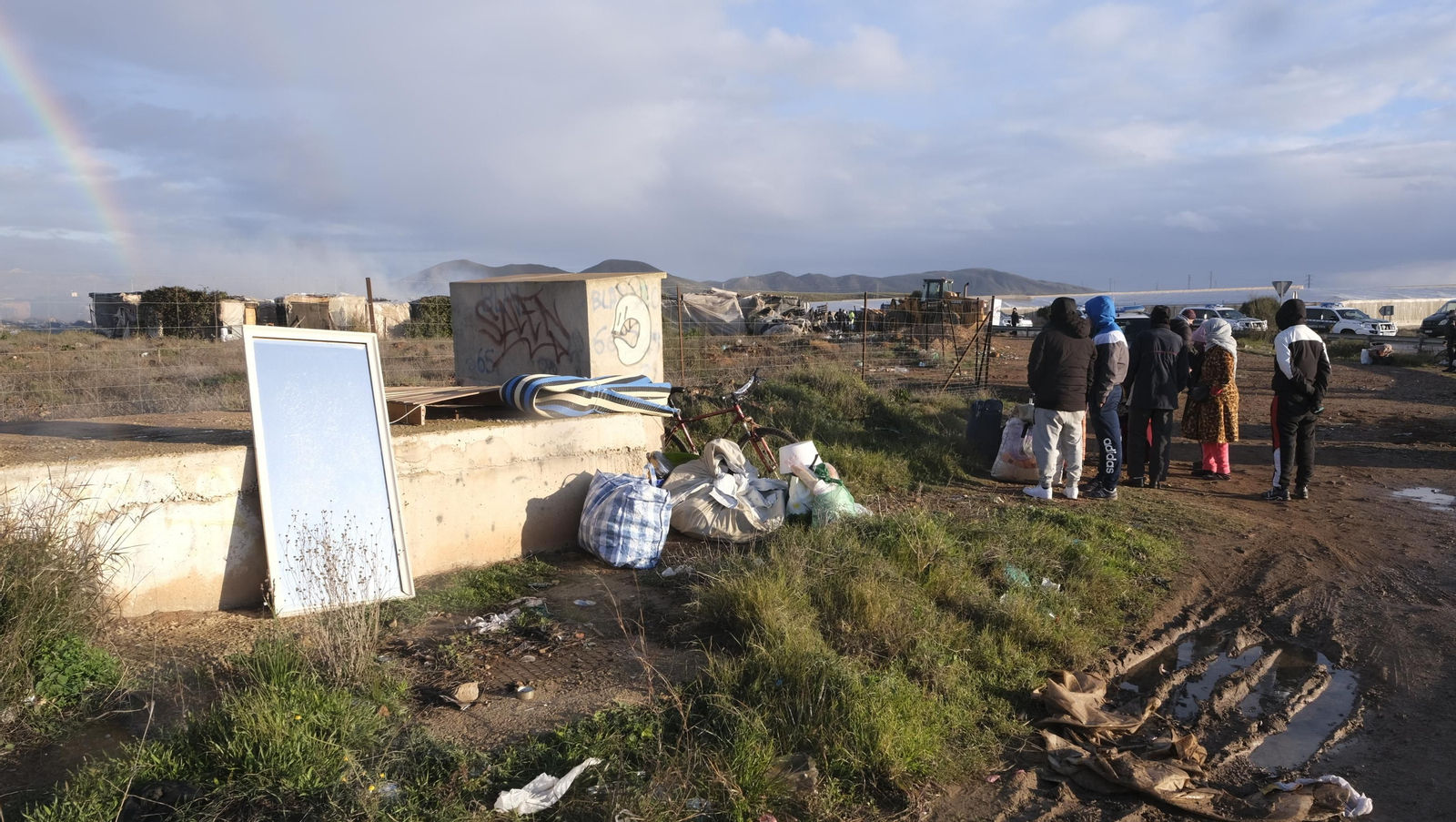 Imágenes del desalojo del asentamiento chabolista 'El Walili', en Níjar