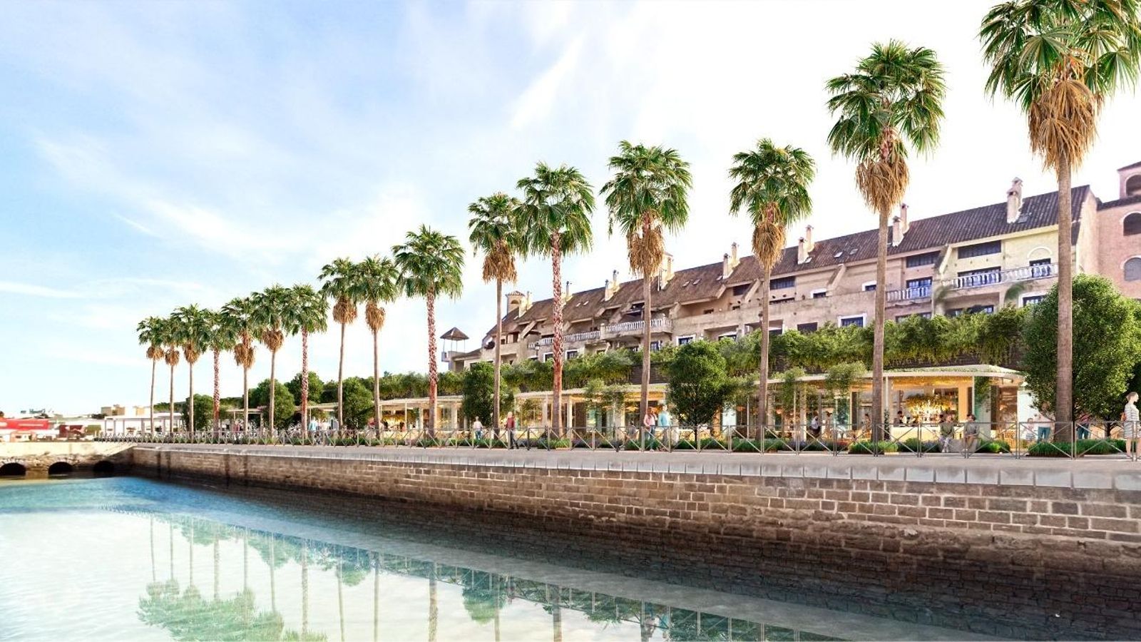 Recreación digital del bulevar gastronómico proyectado en Bahía Sur