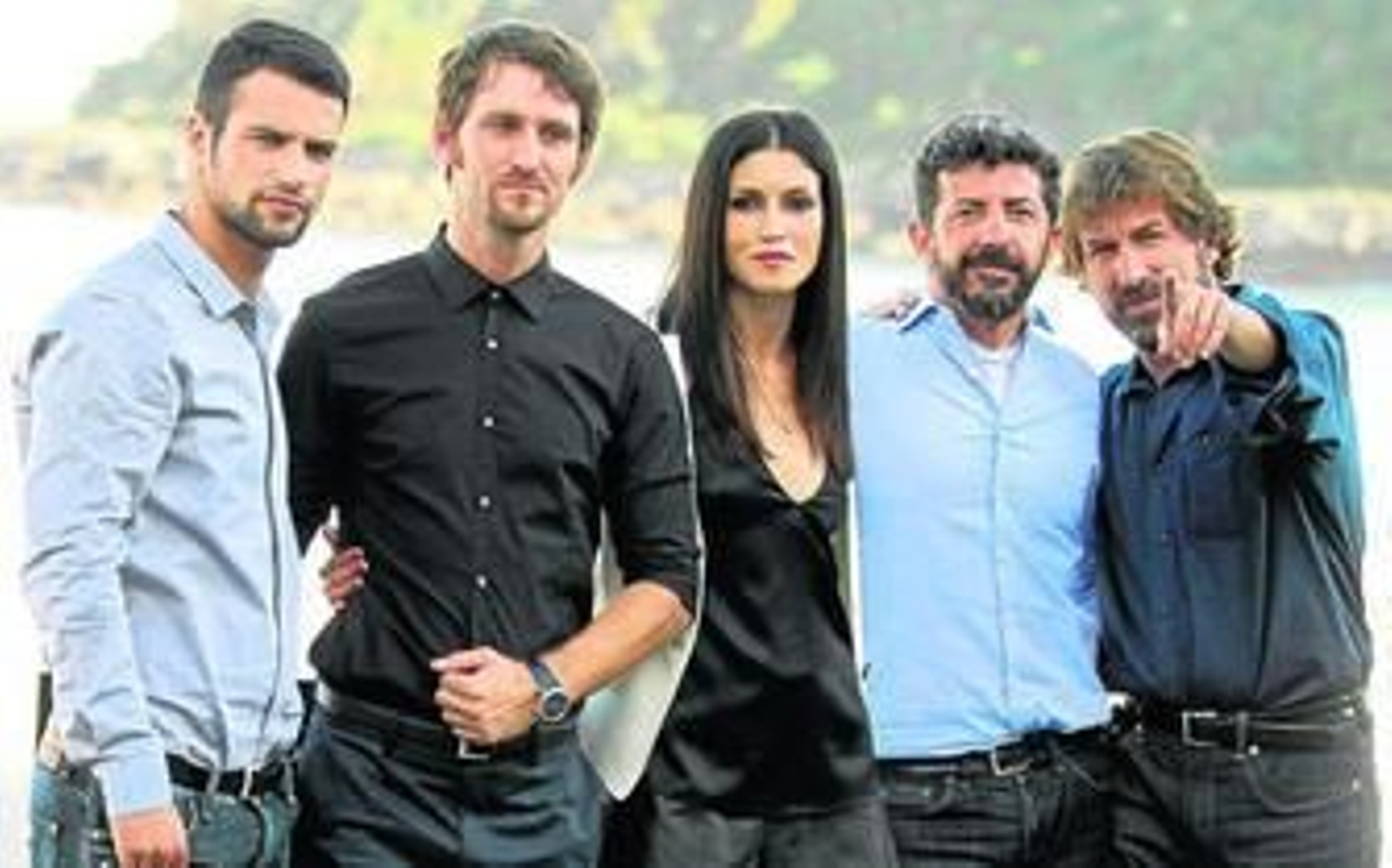 Jesús Castro, Raúl Arévalo, Nerea Barros y Antonio de la Torre, intérpretes de 'La isla mínima', acompañaron a Alberto Rodríguez en la presentación.