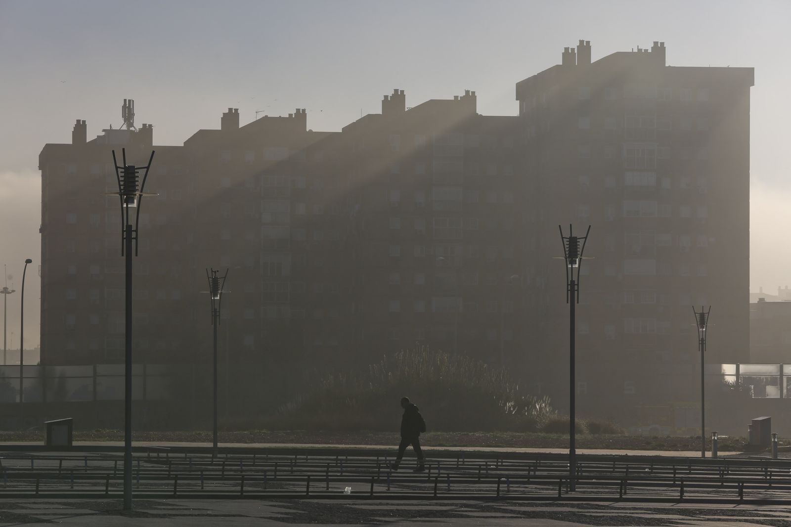 Niebla esta mañana en Málaga capital.