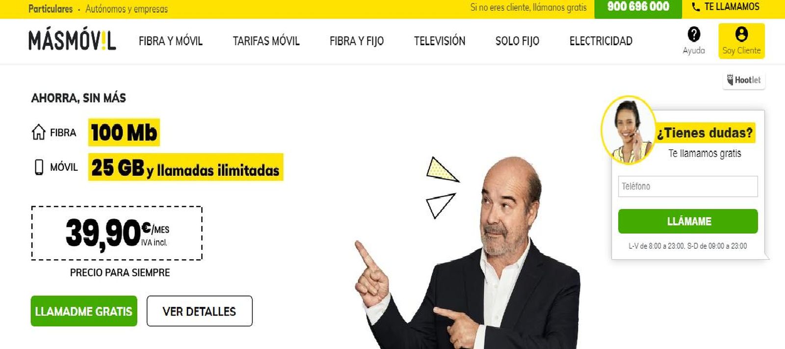 Página web de MásMóvil.