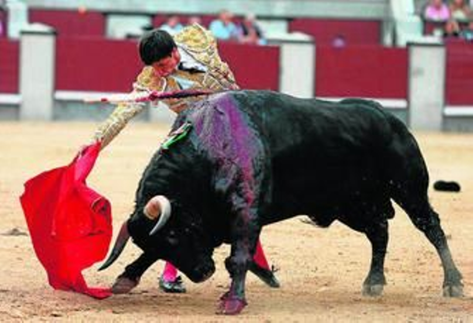 Francisco José Espada, en un derechazo de mano baja al quinto novillo.