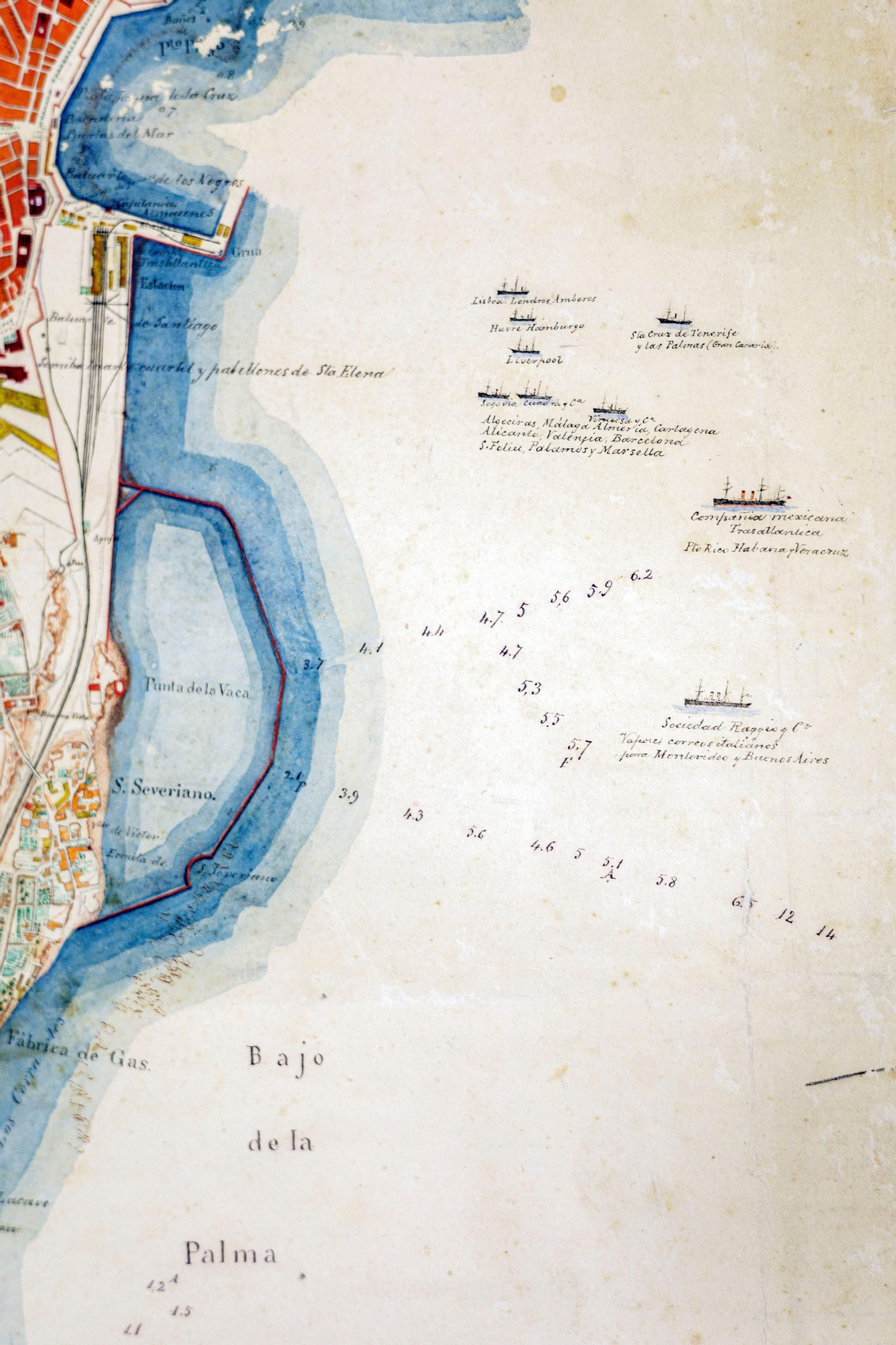 Mapa de los contornos de Cádiz en el s. XIX.