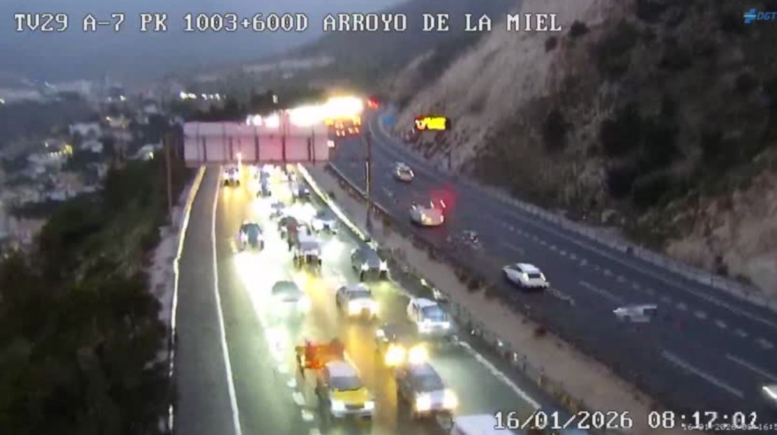 Retenciones en la A7 a la altura de Torremolinos