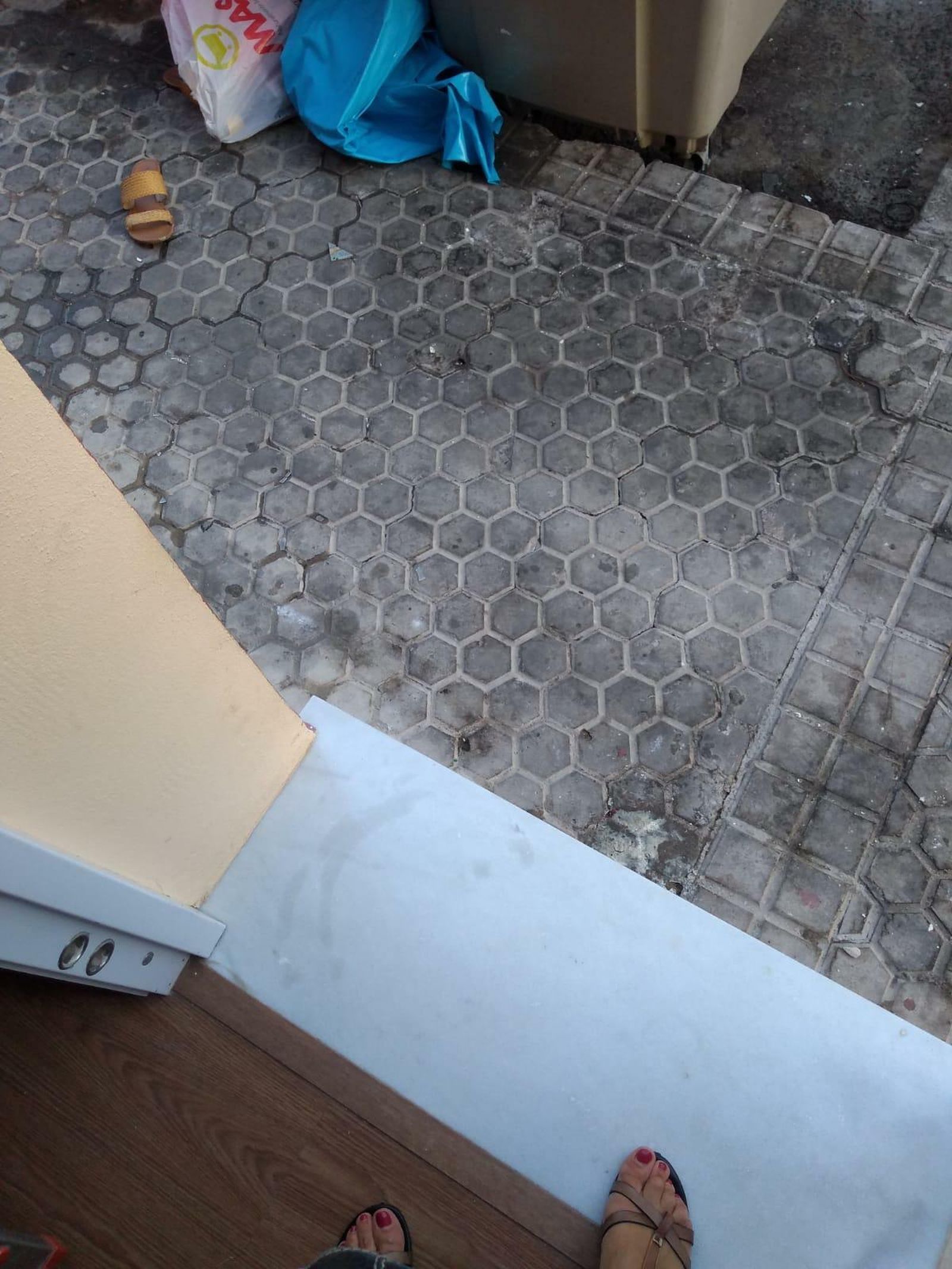 Una vecina en la puerta de su casa a escasa distancia de los contenedores.