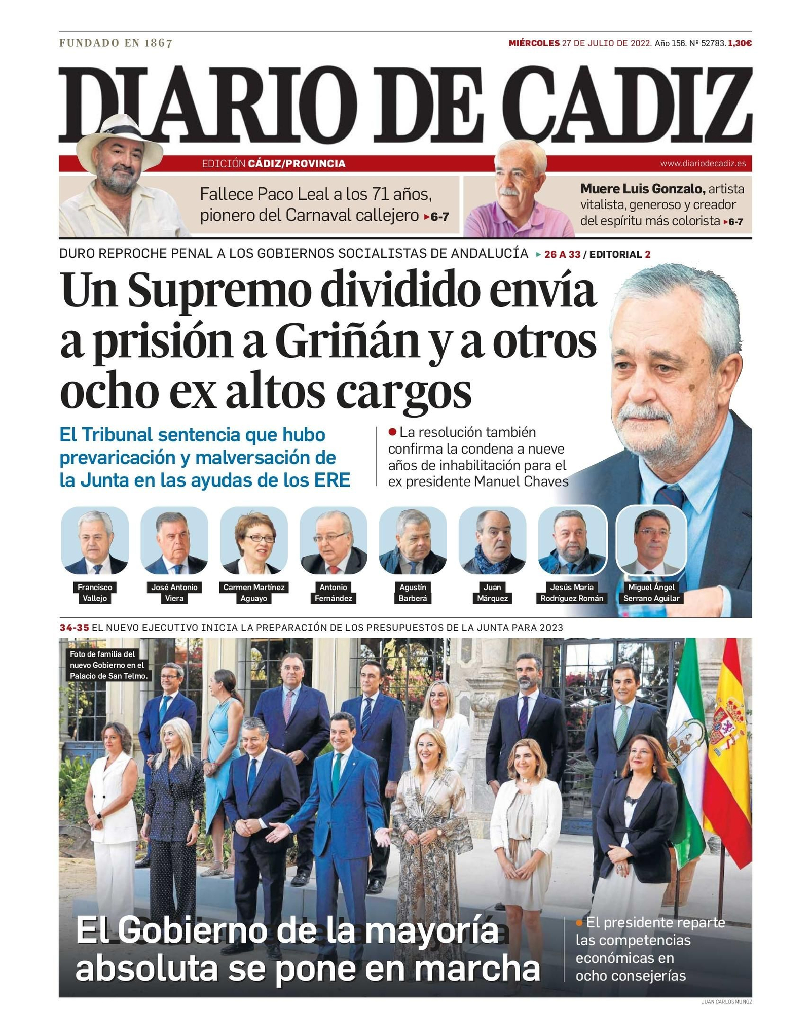 Las 22 portadas de Diario de Cádiz de 2022