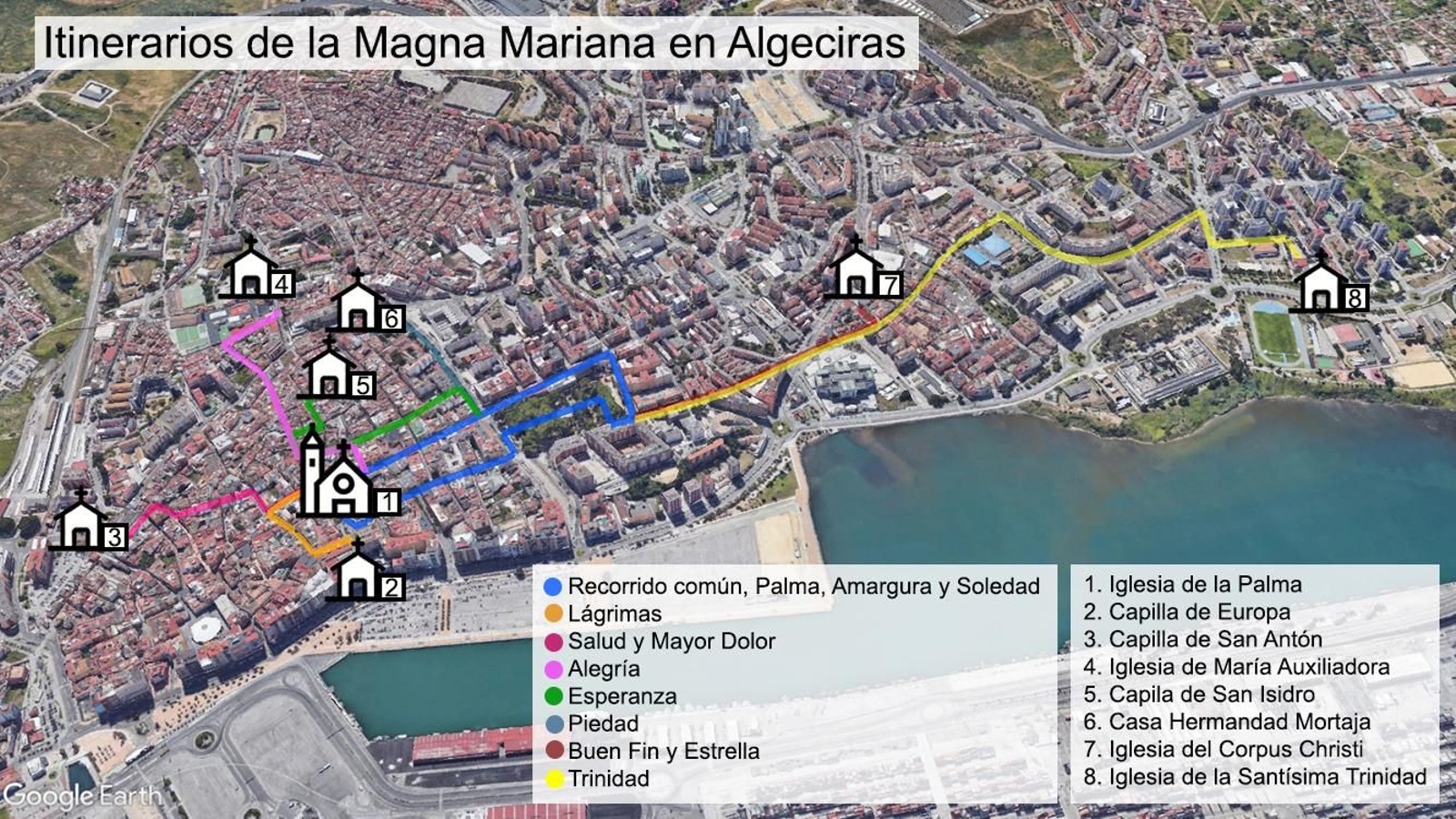 Los itinerarios de la Magna Mariana de Algeciras. Los itinerarios de la Magna Mariana de Algeciras.