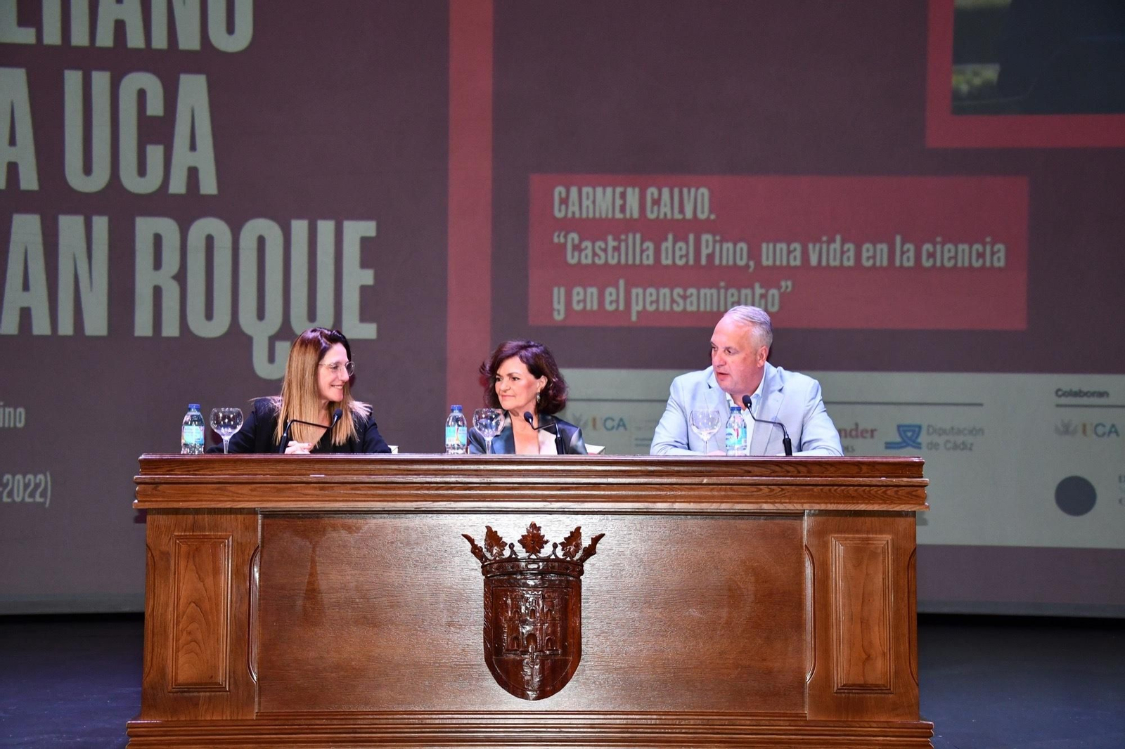 Carmen Calvo durante la conferencia 'Castilla del Pino, una vida en la ciencia y en el pensamiento'