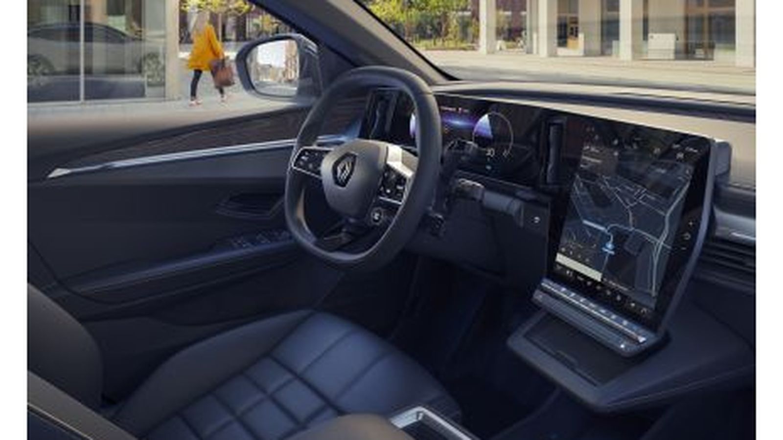 Tras un mismo vidrio se sitúan la pantalla de la instrumentación, configurable; y la del sistema de infoentretenimiento. El software de ésta ha sido desarrollado por Google.