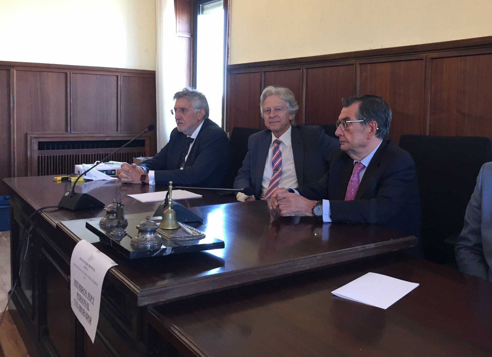 Los tres magistrados de la Junta Electoral: José María Fragoso, Fernando Sanz Talayero y Angel Márquez