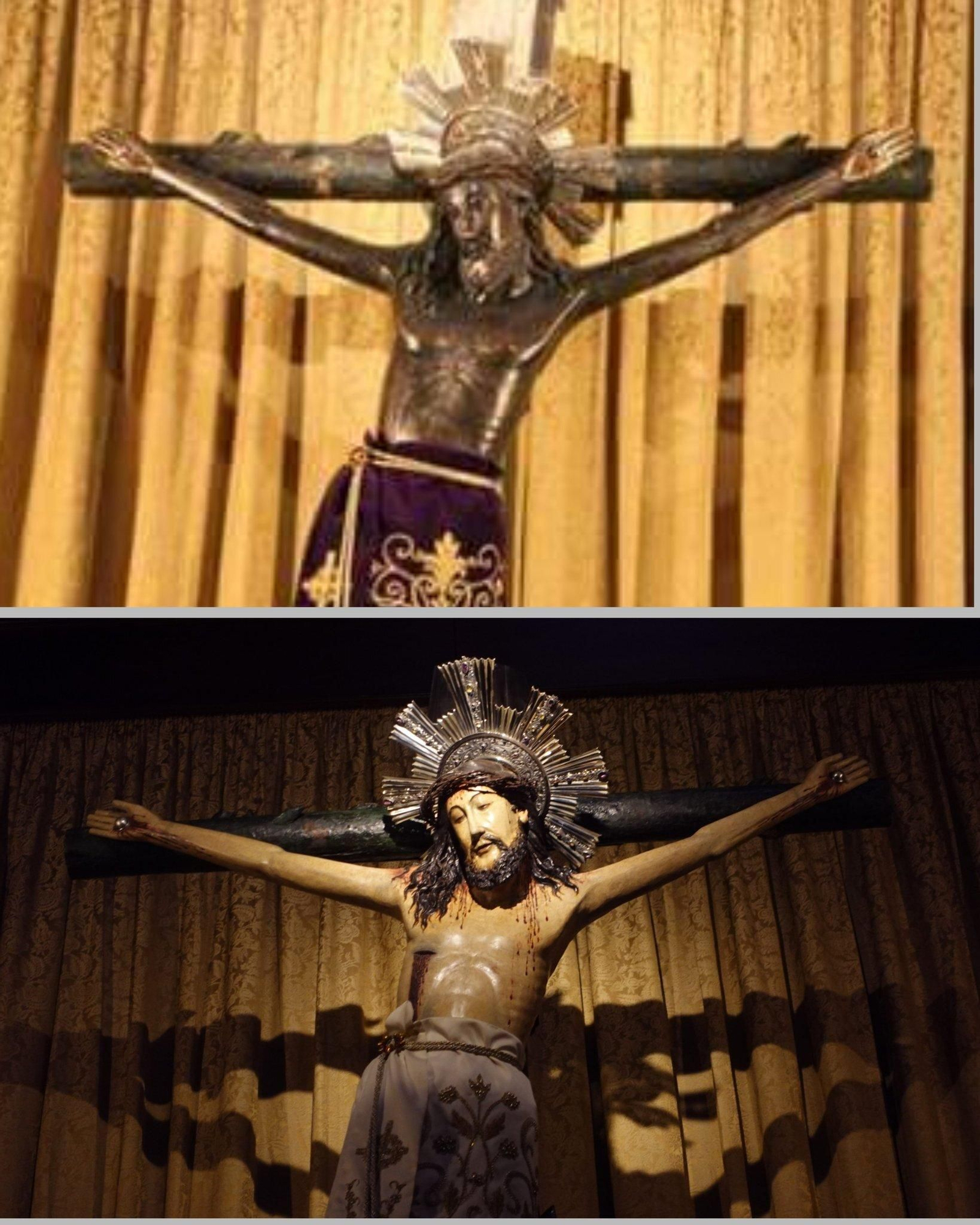 Comparativa del Cristo de Lepanto antes y después
