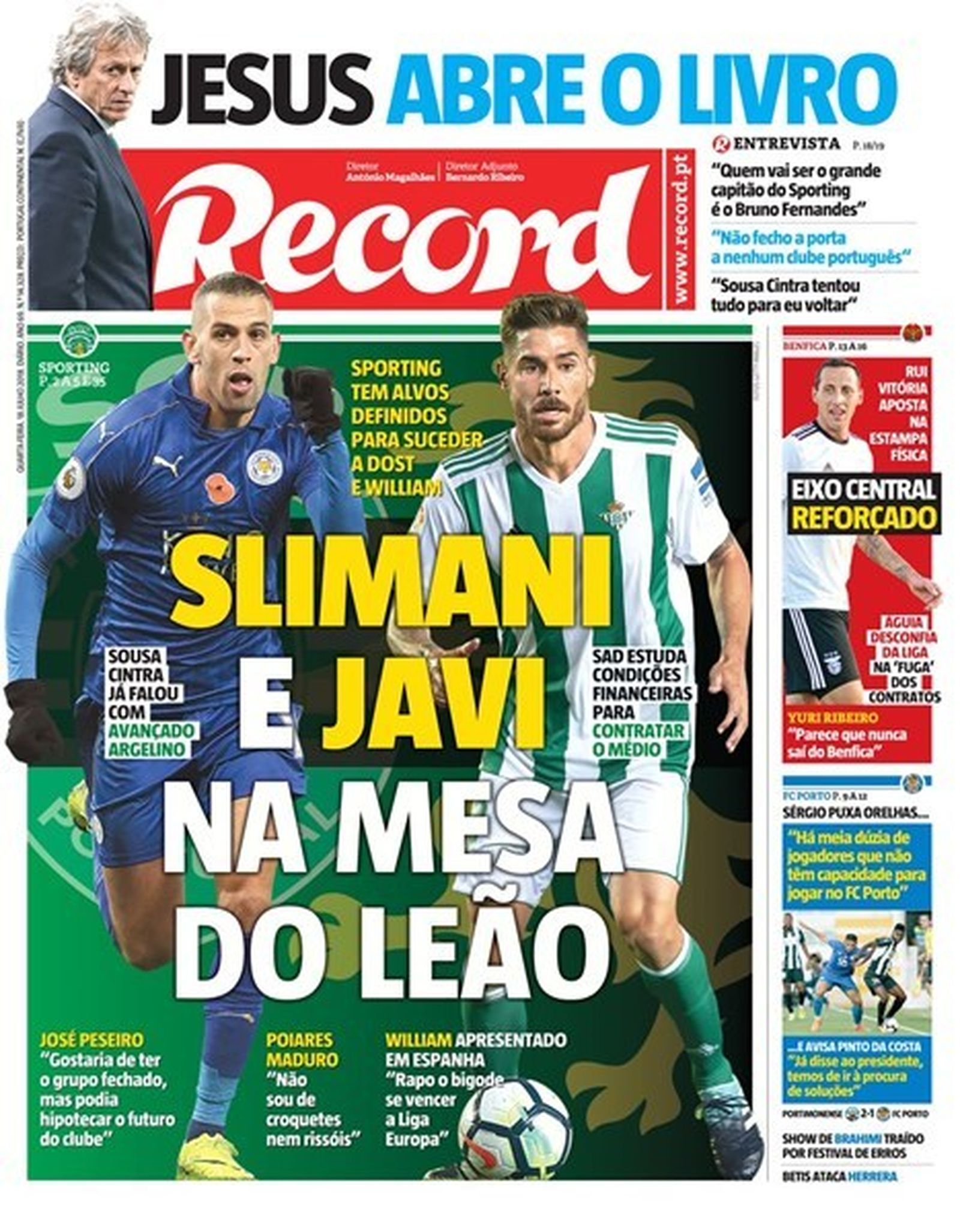 Javi García, en la portada del diario Record.