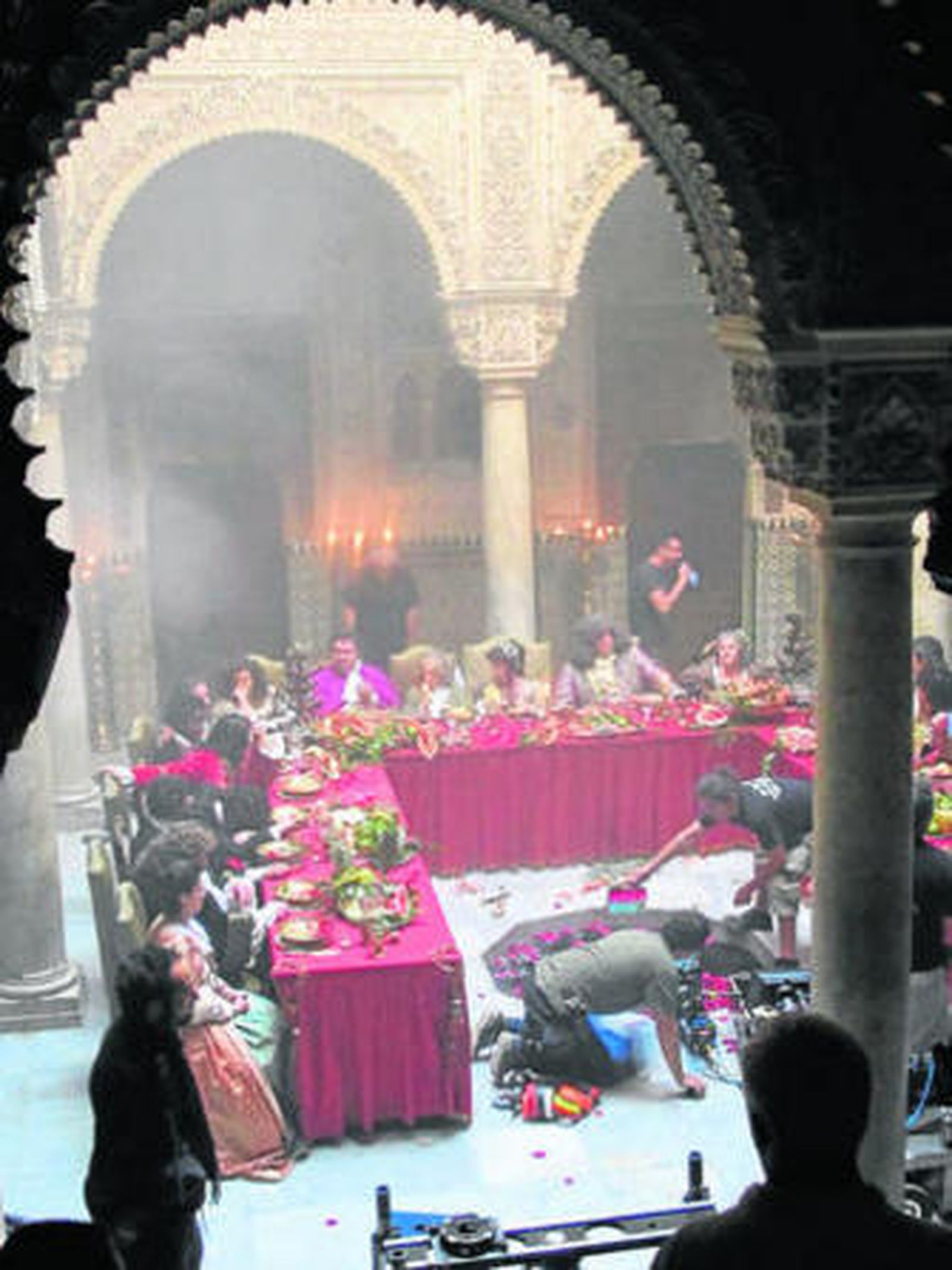 Un momento del rodaje ayer en el Casino Gaditano de parte del anuncio de una marca de ron.