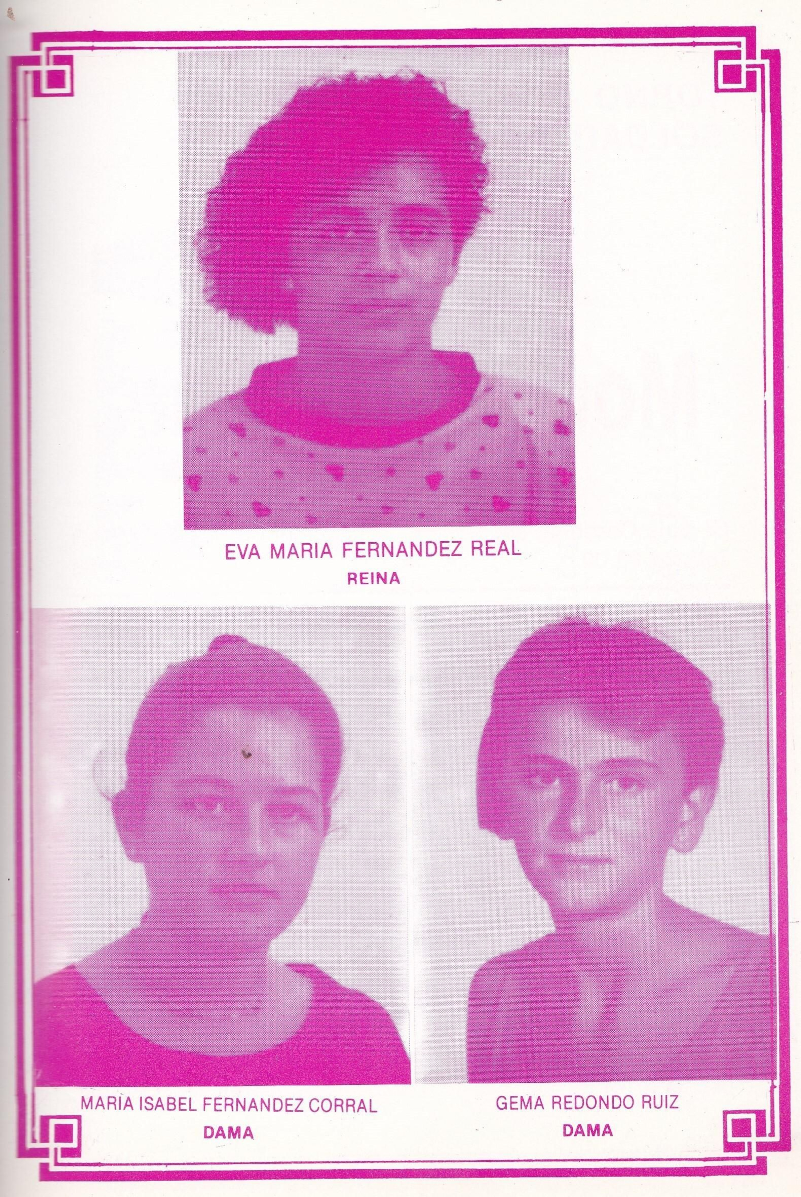 Reina y damas de las fiestas de Las Cabañuelas de 1989