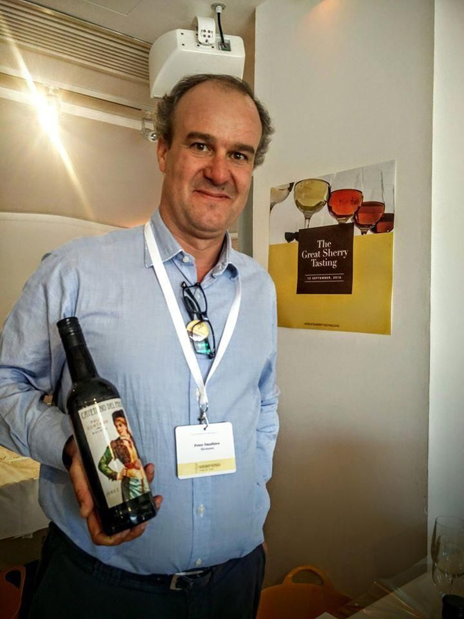 Peter Dauthieu Picardo promocionando los vinos de Jerez.