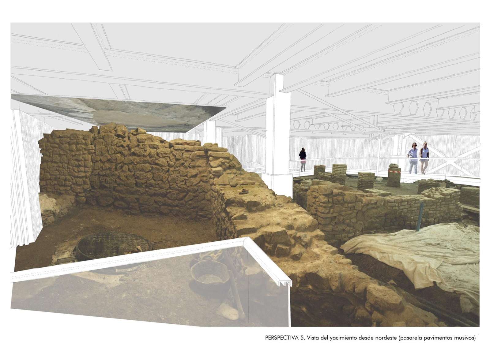 Simulación de cómo será la visita a los restos romanos encontrados bajo el Museo Thyssen.