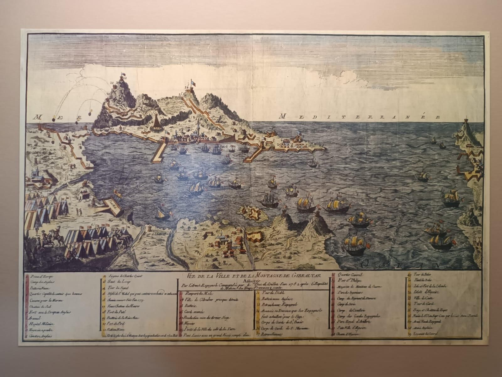 Grabado del asedio a Gibraltar por el ejército español Grabado del asedio a Gibraltar por el ejército español