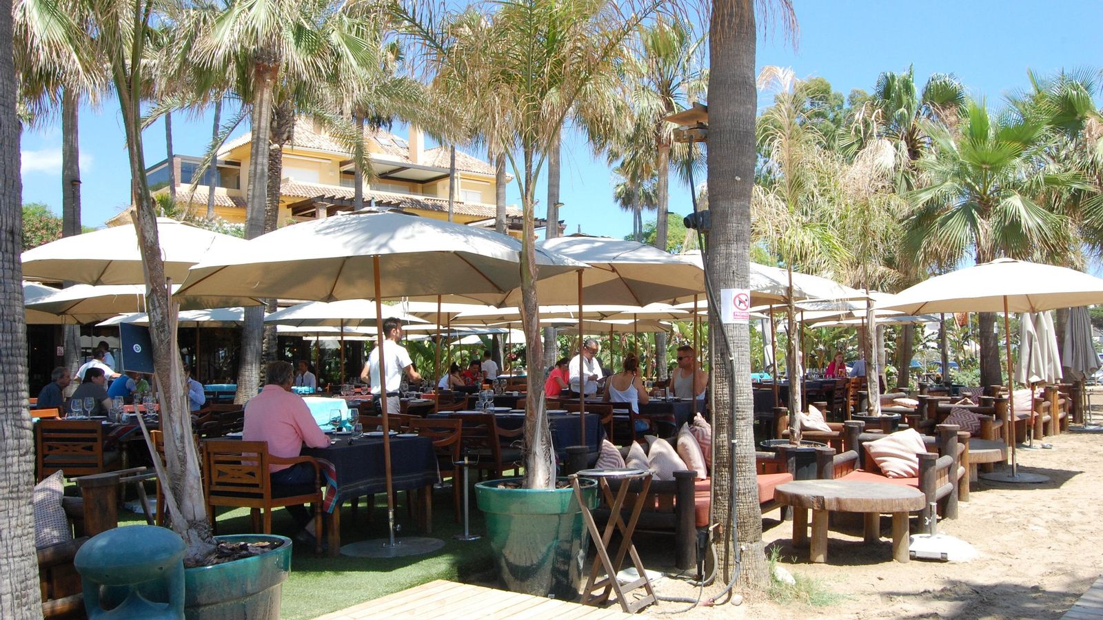 La terraza del restaurante Trocadero Arena, en Marbella.