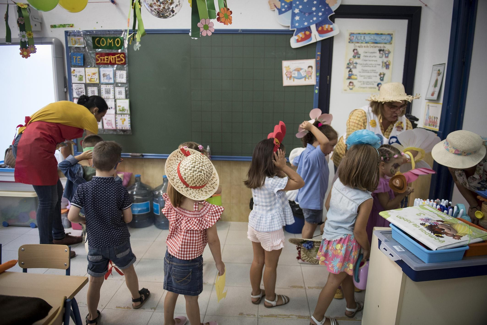 Un aula de un colegio de la capital gaditana.