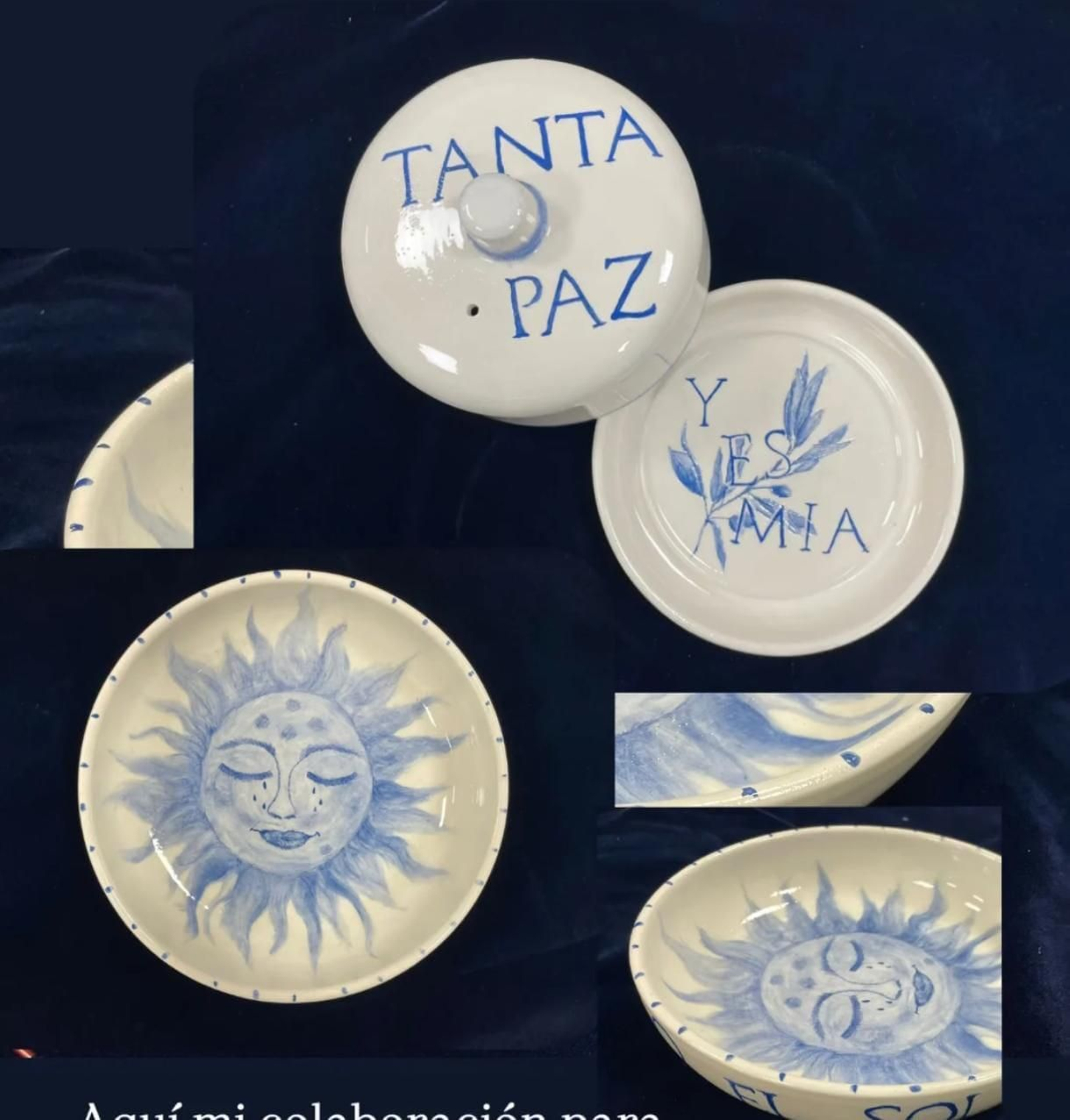 El plato y la quesera que Julia ha creado para la vajilla.