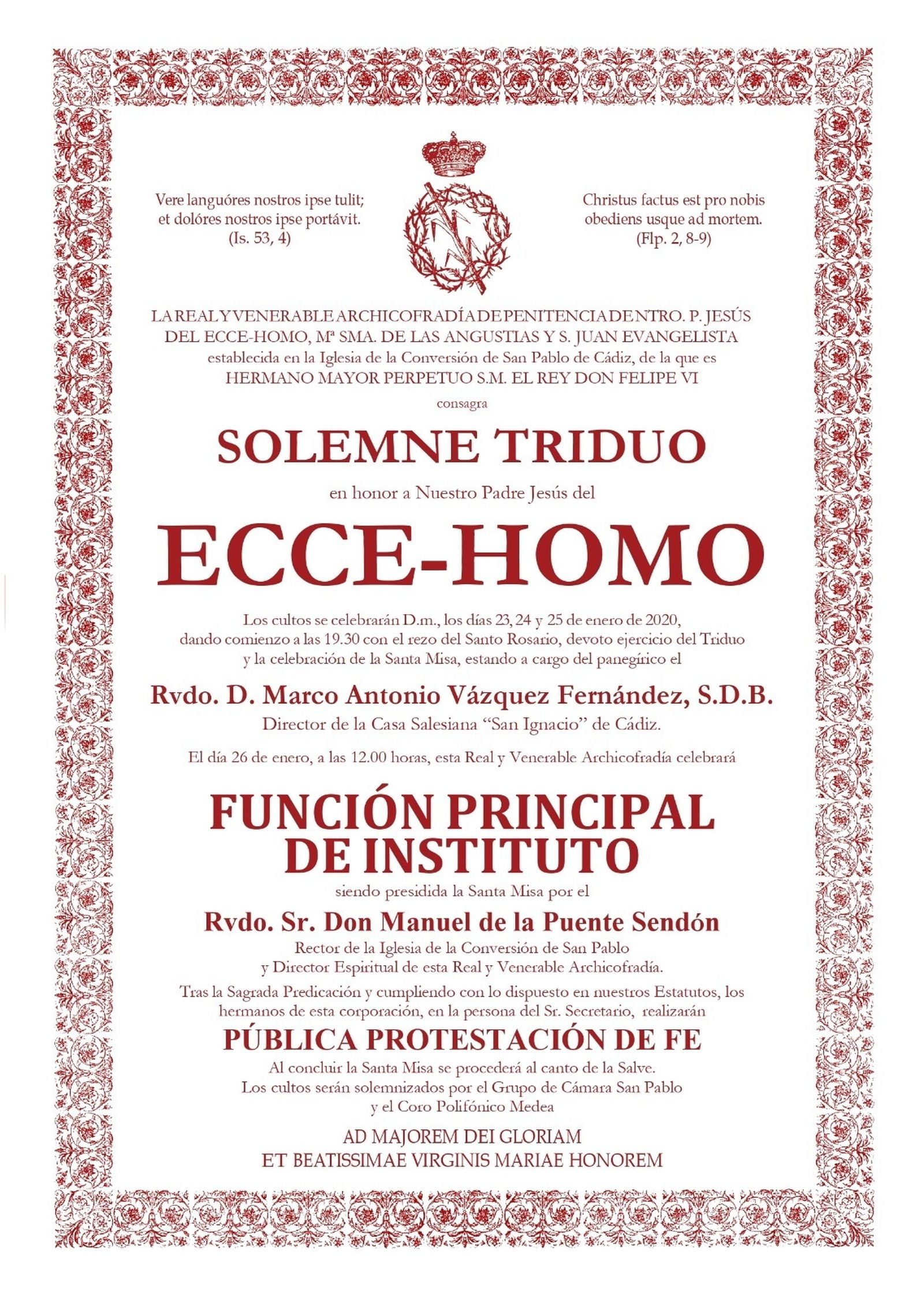 Proclama de los cultos de Ecce-Homo