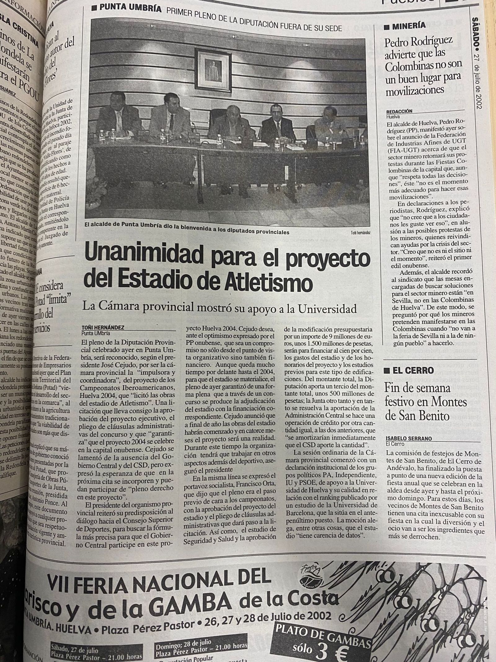 Noticia de 2002 sobre la construcción del Estadio de Atletismo