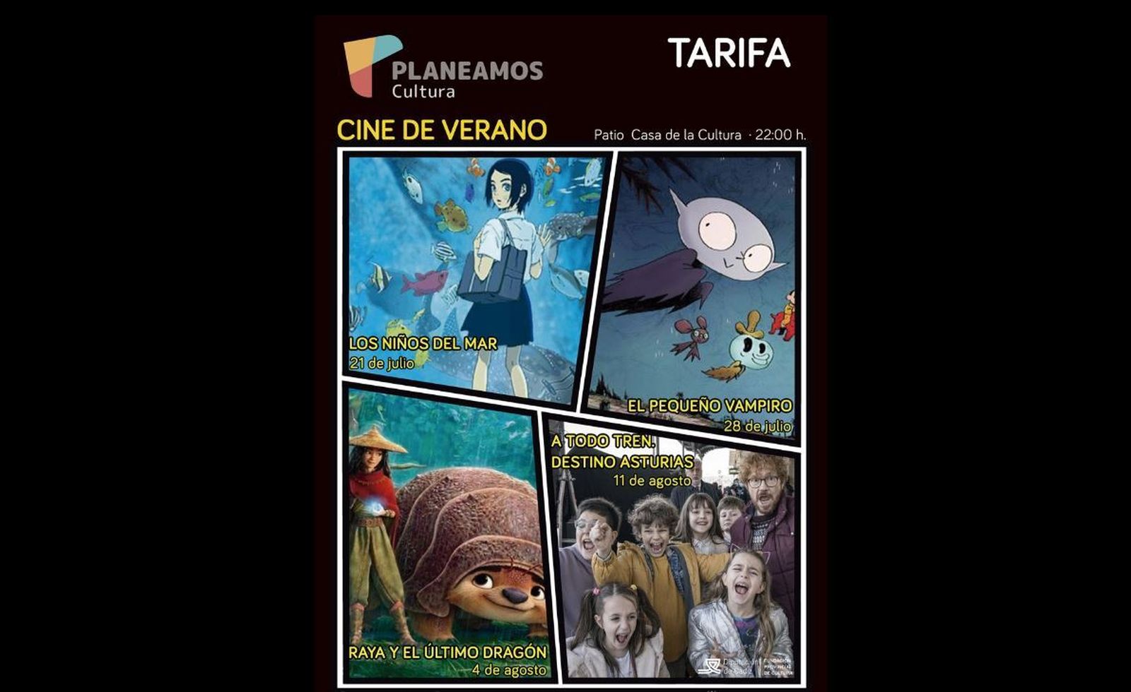 El cartel que anuncia la oferta de cine de verano en Tarifa