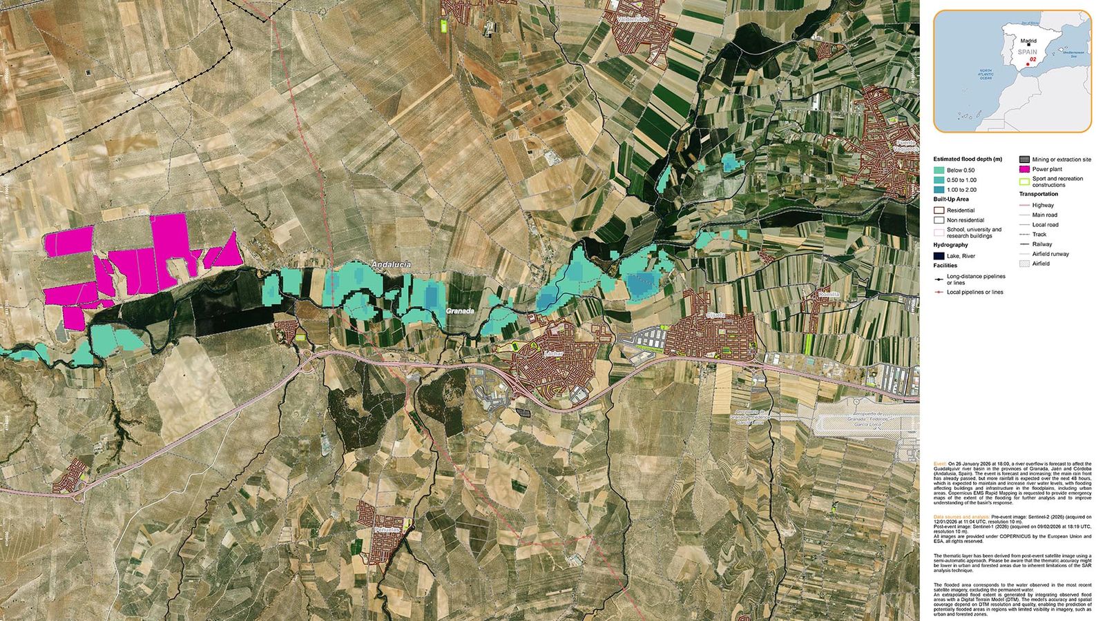 Inundaciones en la Vega de Granada el 9 de febrero