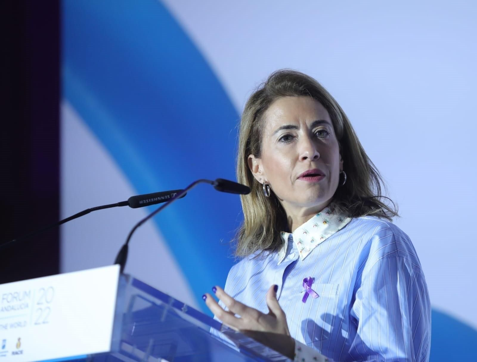 La ministra de Transportes, Raquel Sánchez, en Fibes.