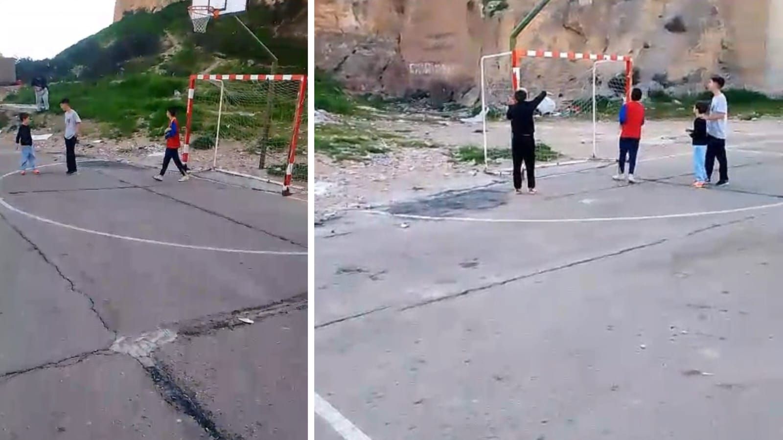 El asfalto de la plaza Anzuelo presenta grietas antiguas que las últimas lluvias han ensanchado.