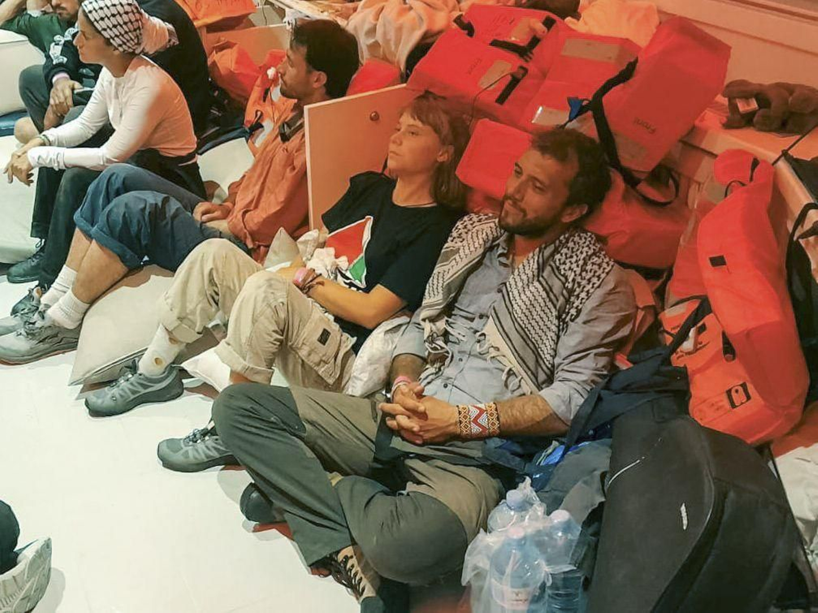 Algunos de los activistas de la Global Sumud Flotilla arrestados, entre ellos Greta Thunberg.