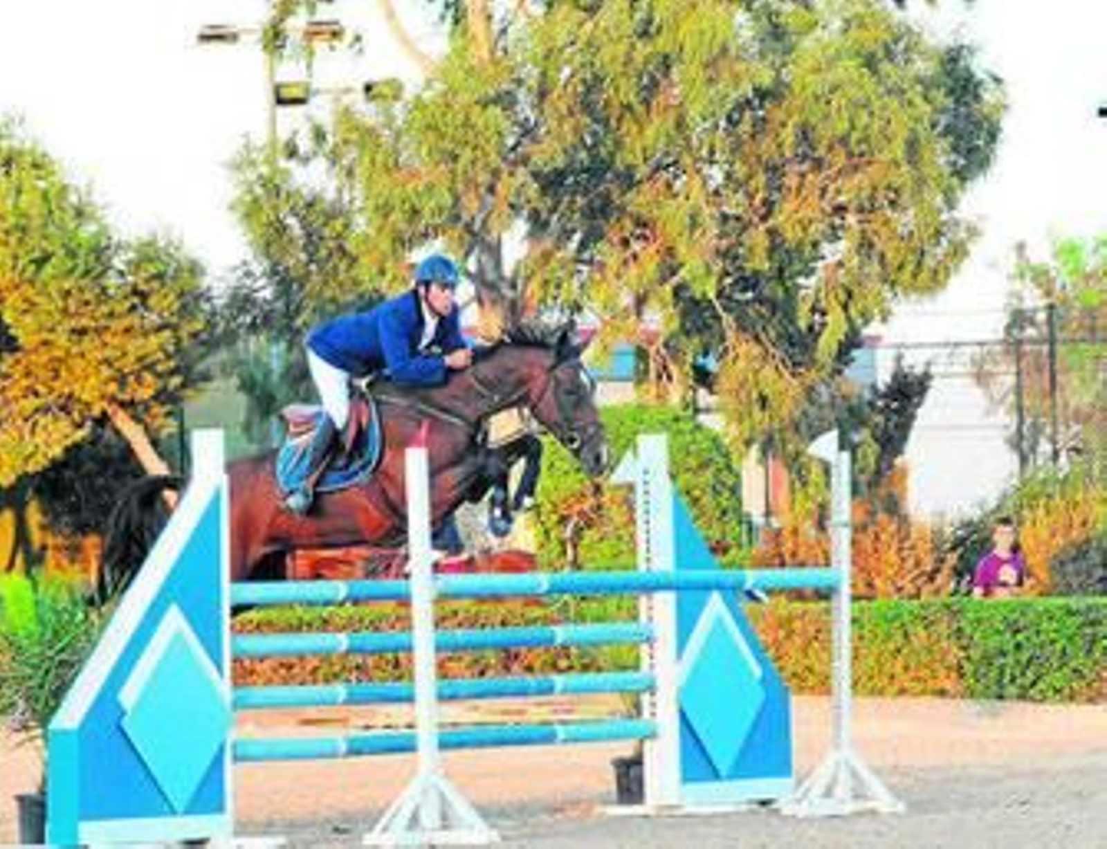 Un joven jinete salta uno de los obstáculos con facilidad.