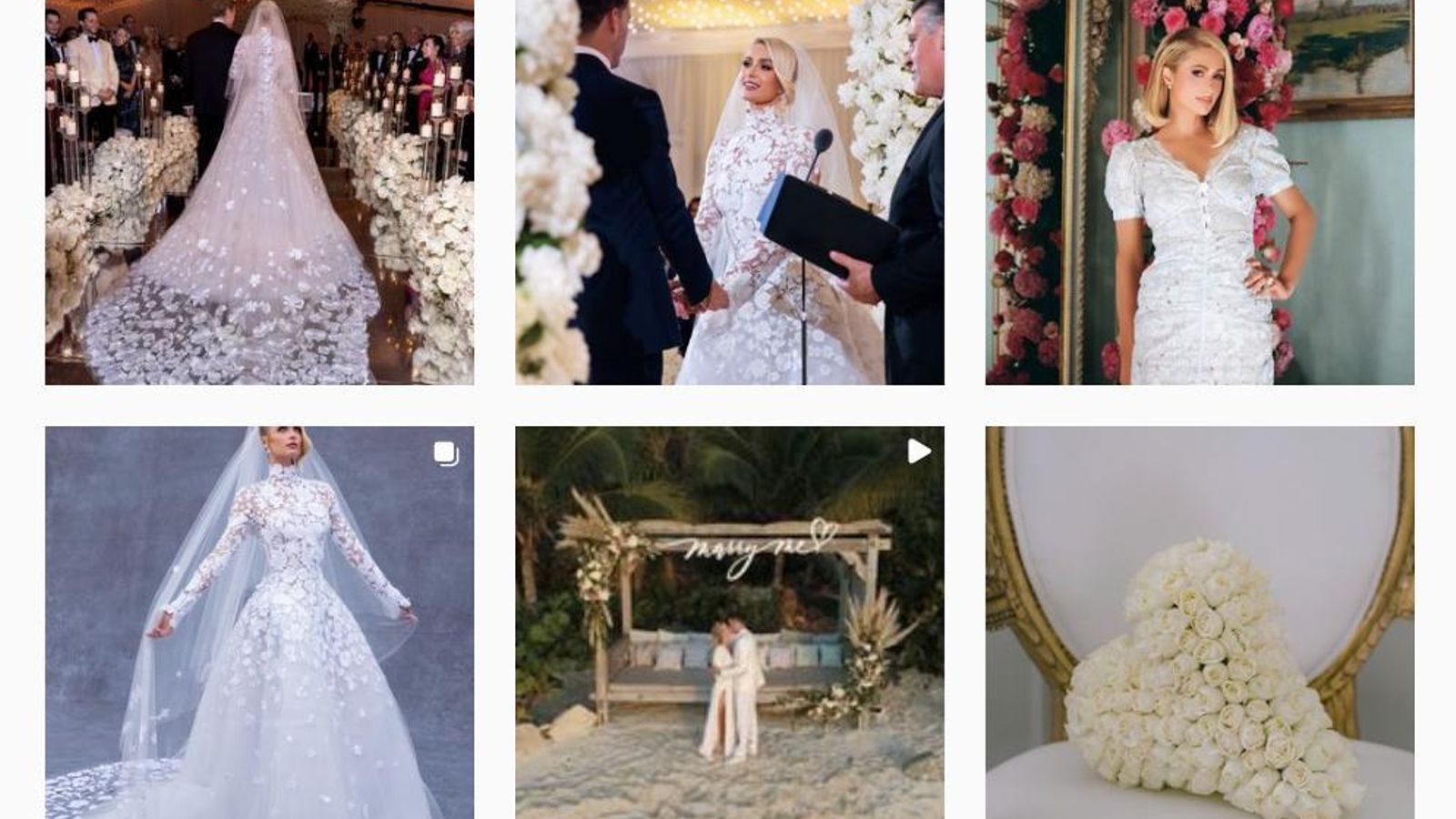 Feed de Instagram de Paris Hilton, con imágenes de su boda