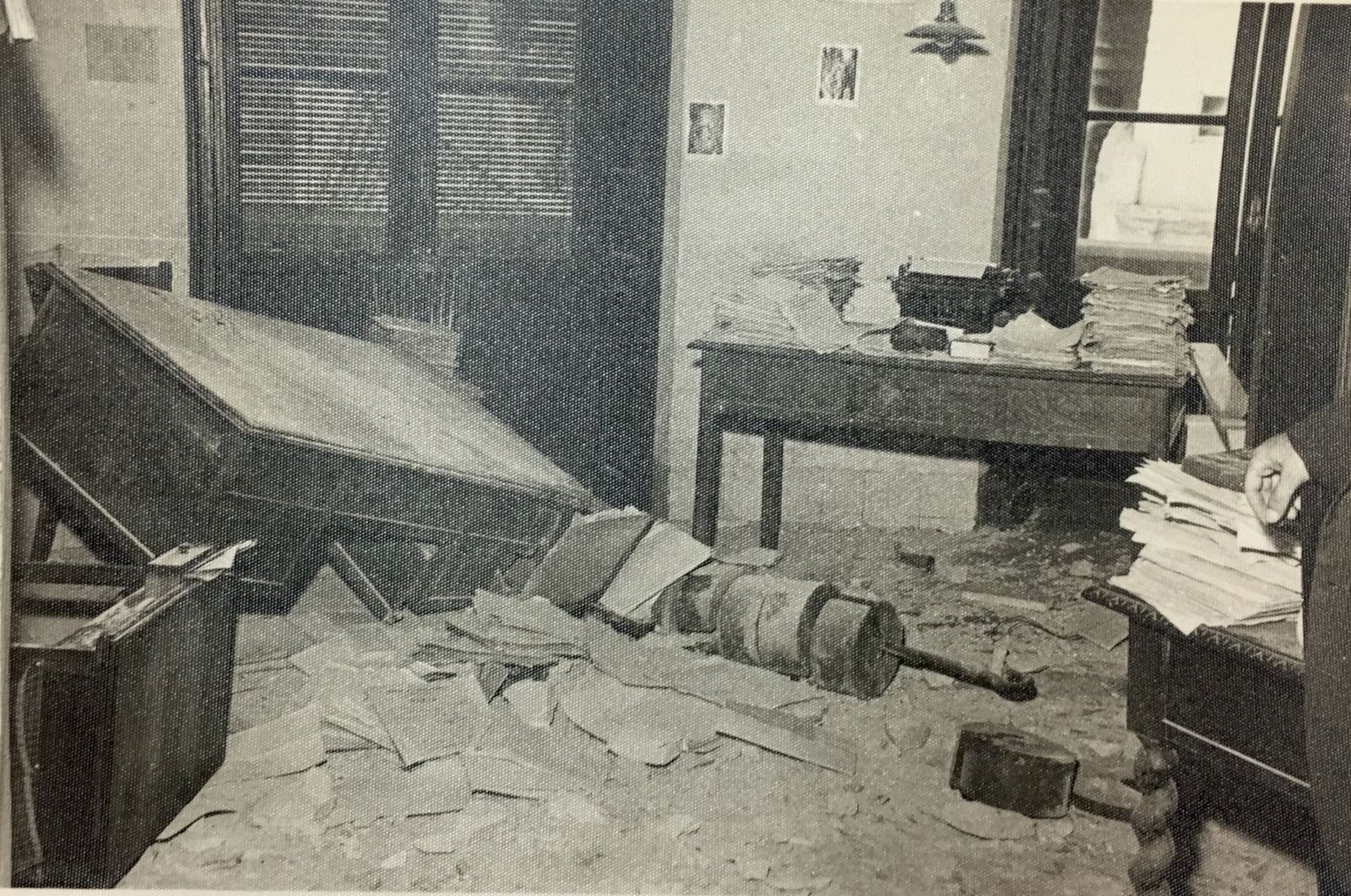 Estado en que quedó el juzgado de primera instancia 6, con el contrapeso todavía en el suelo