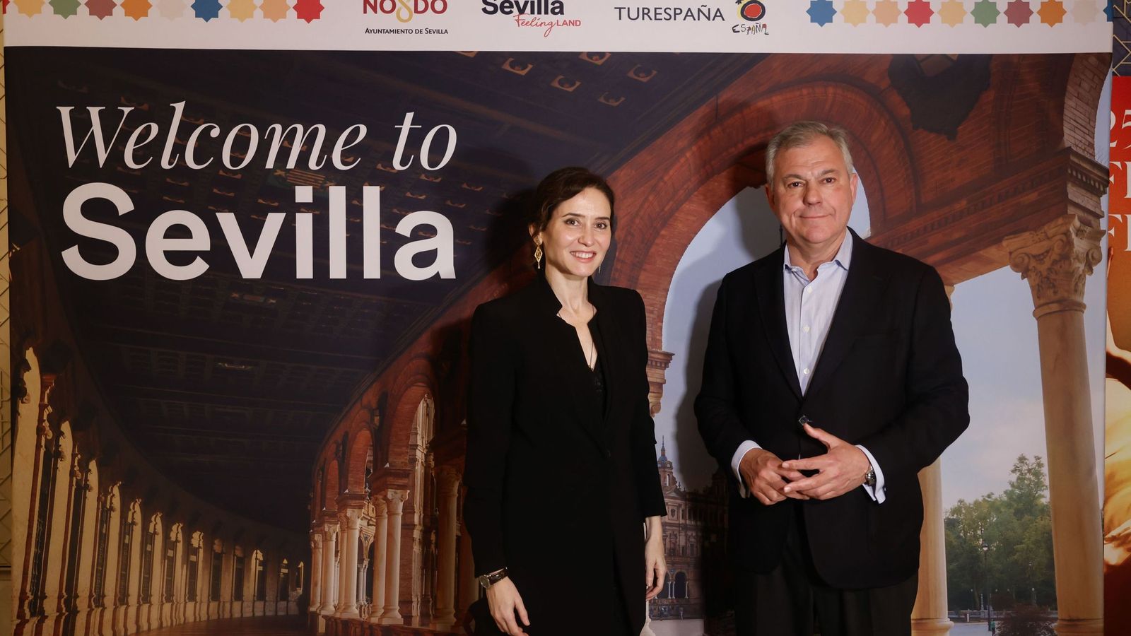 Isabel Díaz Ayuso junto al alcalde de Sevilla, José Luis Sanz, en Nueva York.
