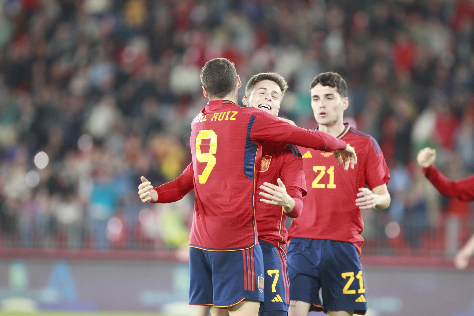 Imágenes del partido de fútbol amistoso entre las selecciones de España y Suiza Sub 21, disputado en Almería