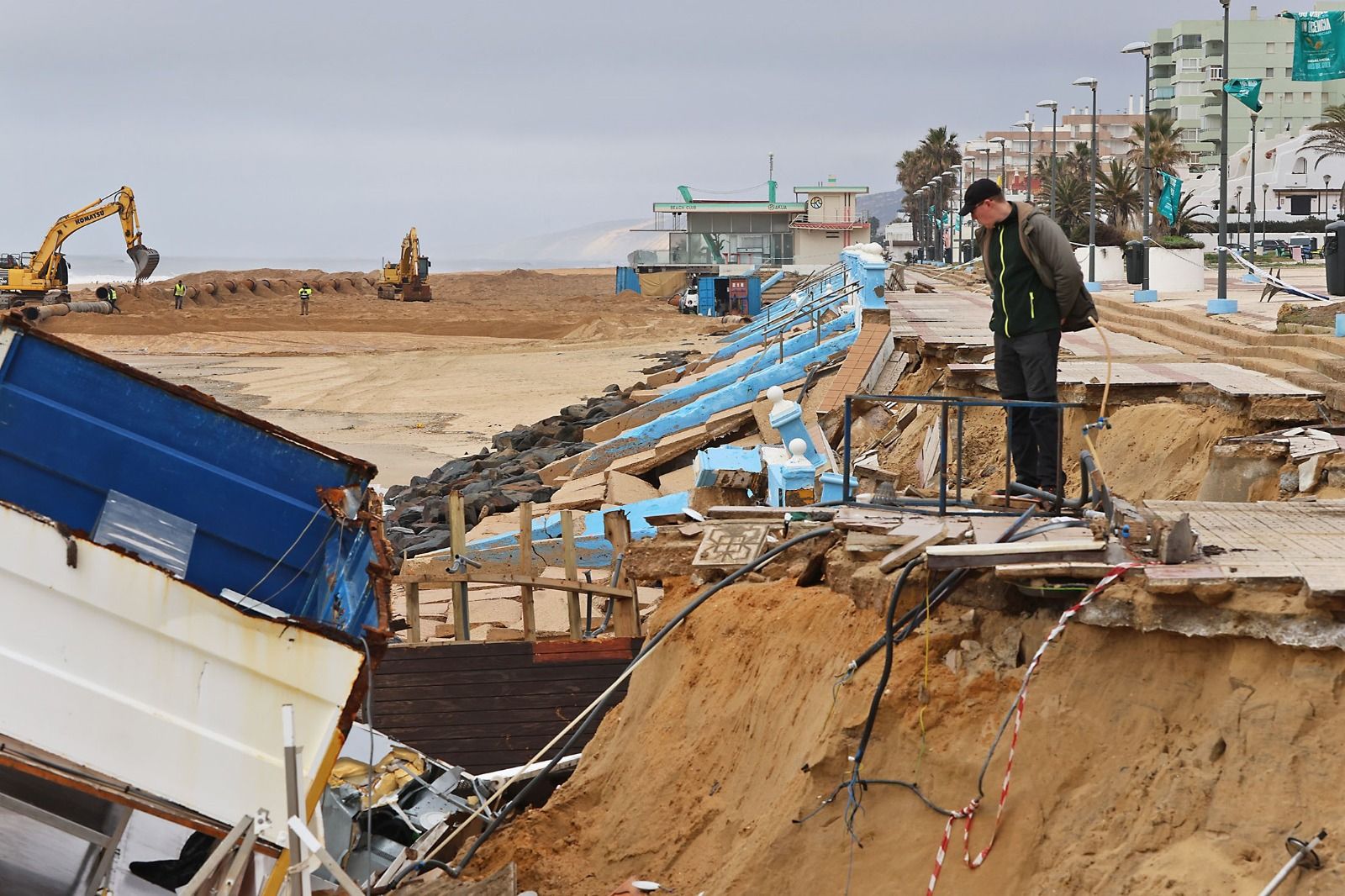 Daños en la playa de Matalascañas ocasionados por el temporal Francis