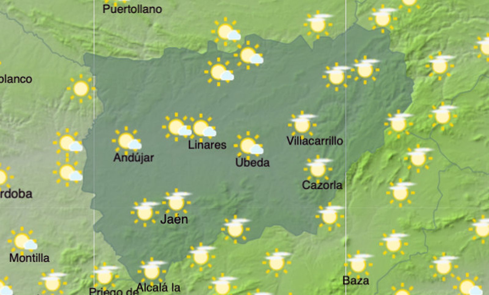 Mapa del estado del cielo previsto durante el puente del Día de Andalucía.