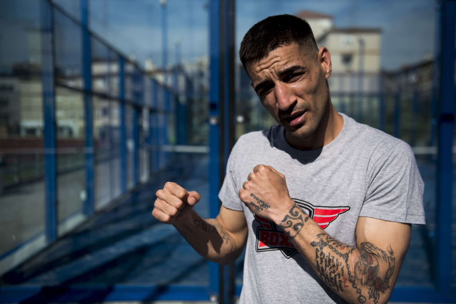 El boxeador granadino Felipe Castro, en posición de lucha