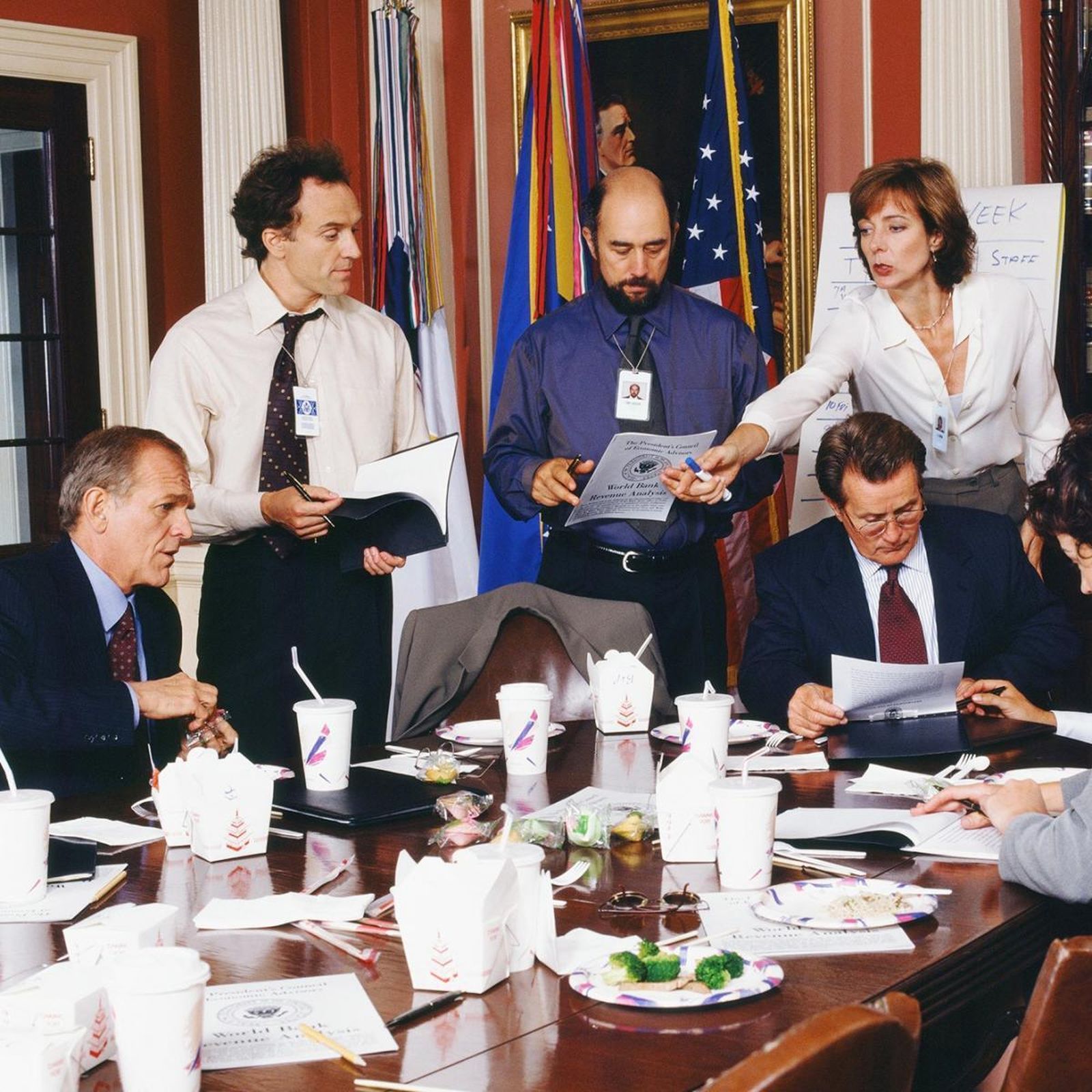 Elenco de la mítica 'El ala oeste de la Casa Blanca'.